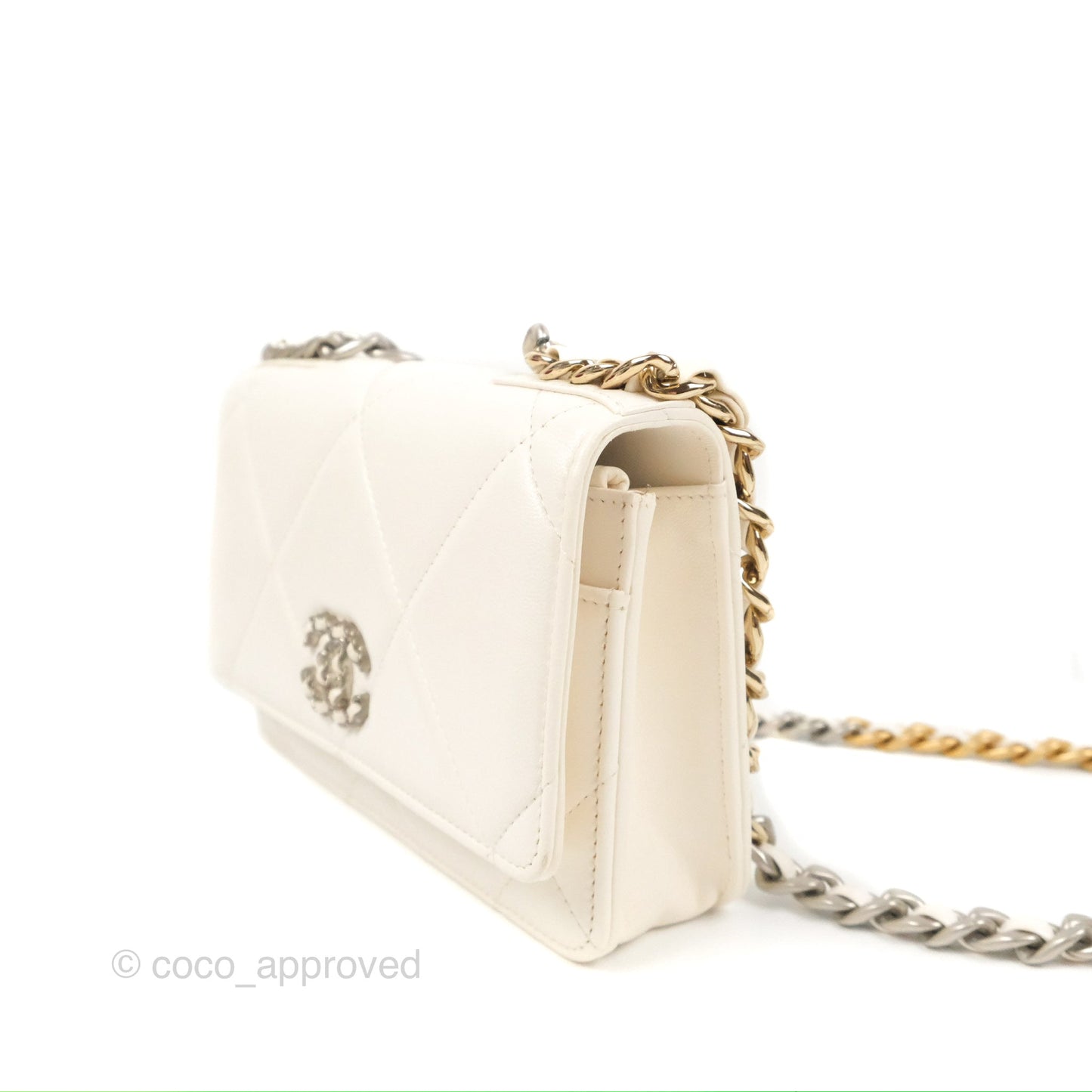 Chanel 19 Wallet on Chain WOC White Mixed Hardware