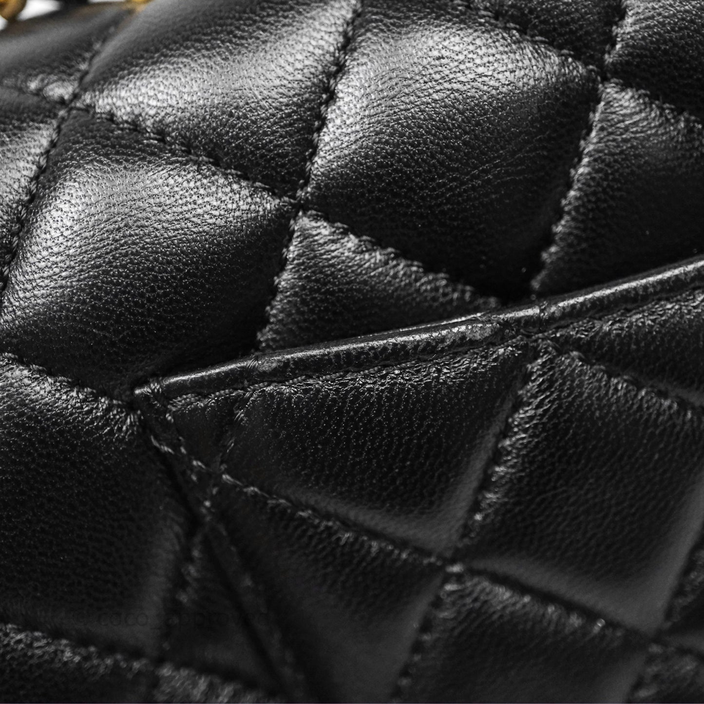 Chanel Top Handle Mini Rectangular Flap Bag Black Lambskin Aged Gold Hardware