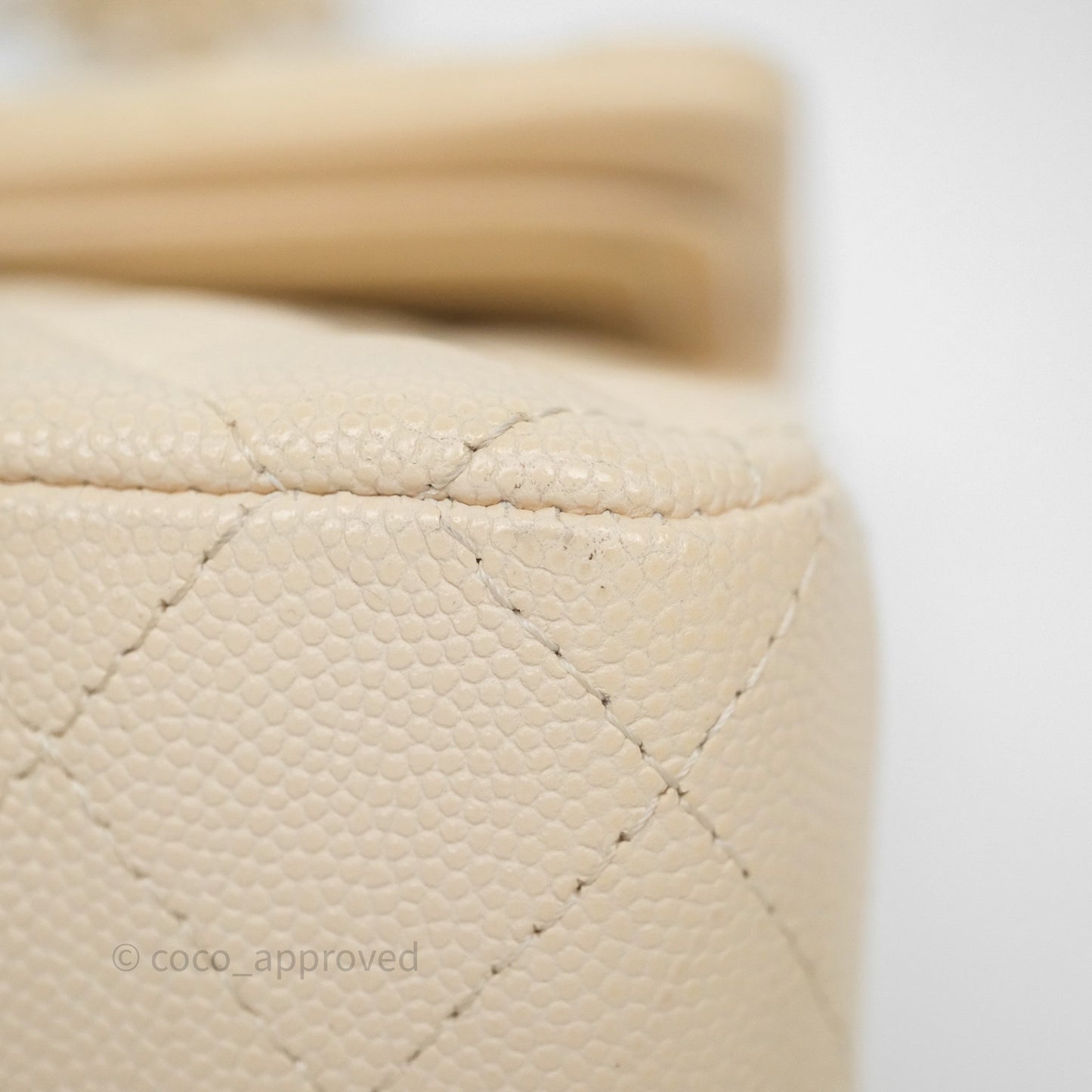 Chanel Small Classic Flap Quilted Light Ivory Beige Caviar Gold Hardware