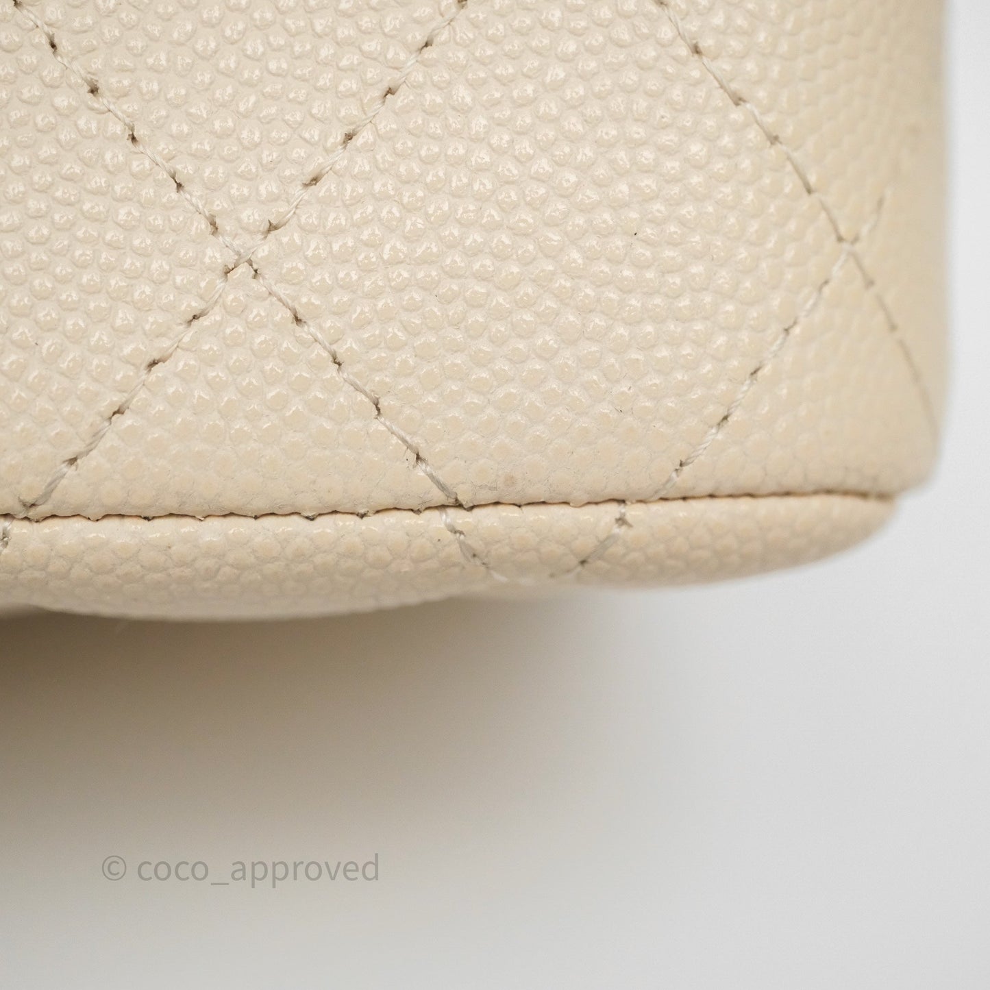 Chanel Small Classic Flap Quilted Light Ivory Beige Caviar Gold Hardware