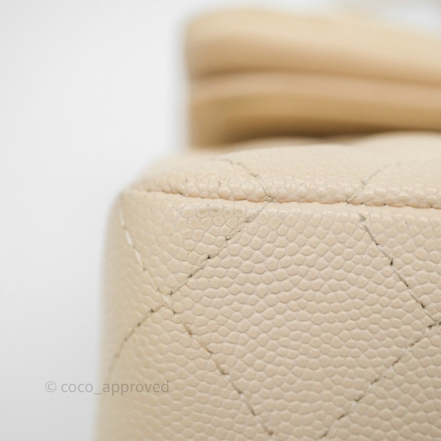 Chanel Small Classic Flap Quilted Light Ivory Beige Caviar Gold Hardware