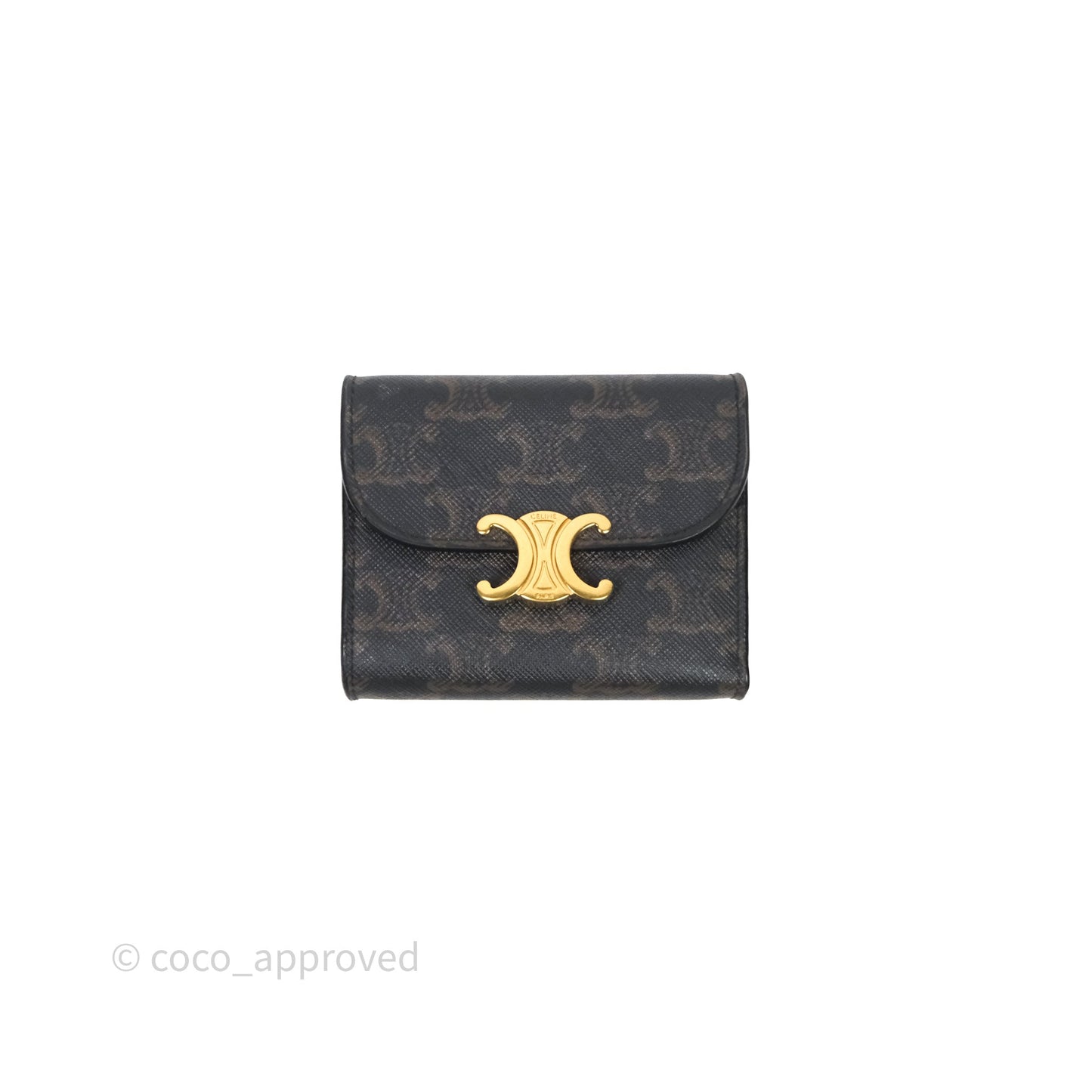 Celine Wallet In Triomphe Canvas Tan