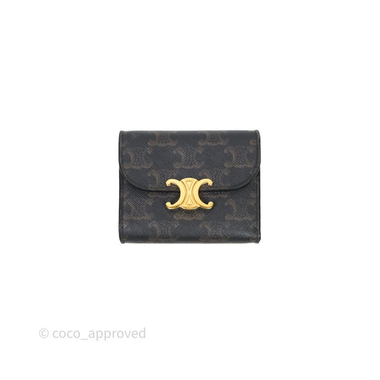 Celine Wallet In Triomphe Canvas Tan