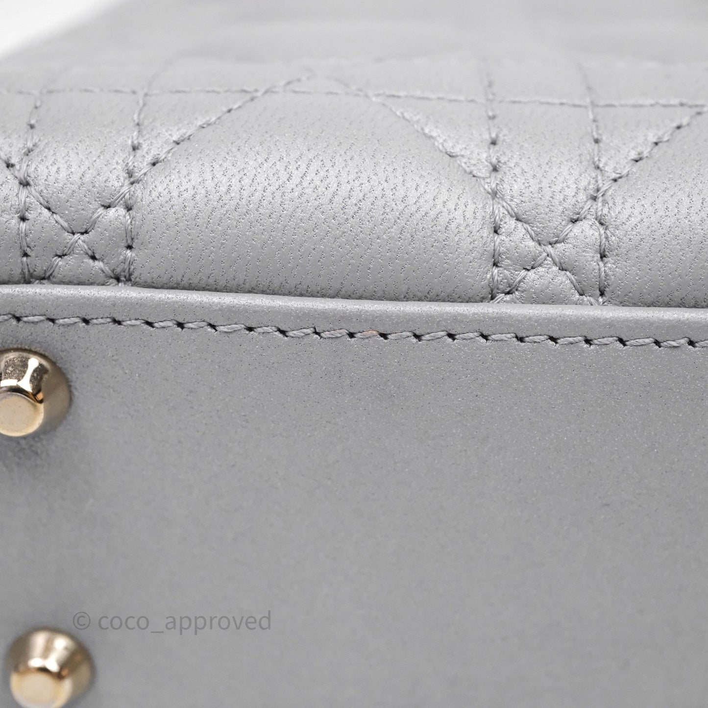 Christian Dior Mini Lady Dior Iridescent Grey Lambskin Cannage Gold Hardware