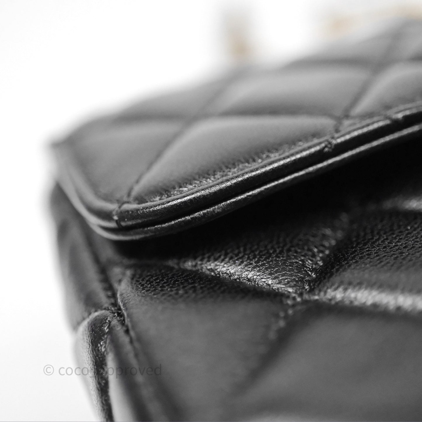 Chanel Top Handle Mini Rectangular Flap Bag Black Lambskin Aged Gold Hardware