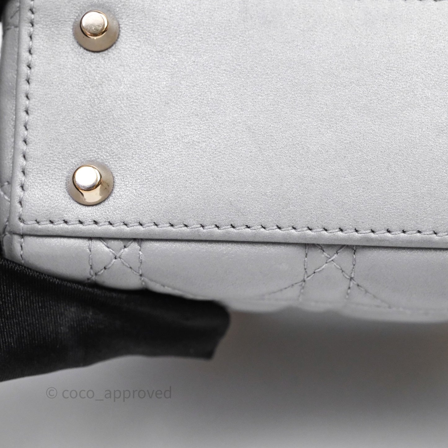 Christian Dior Mini Lady Dior Iridescent Grey Lambskin Cannage Gold Hardware