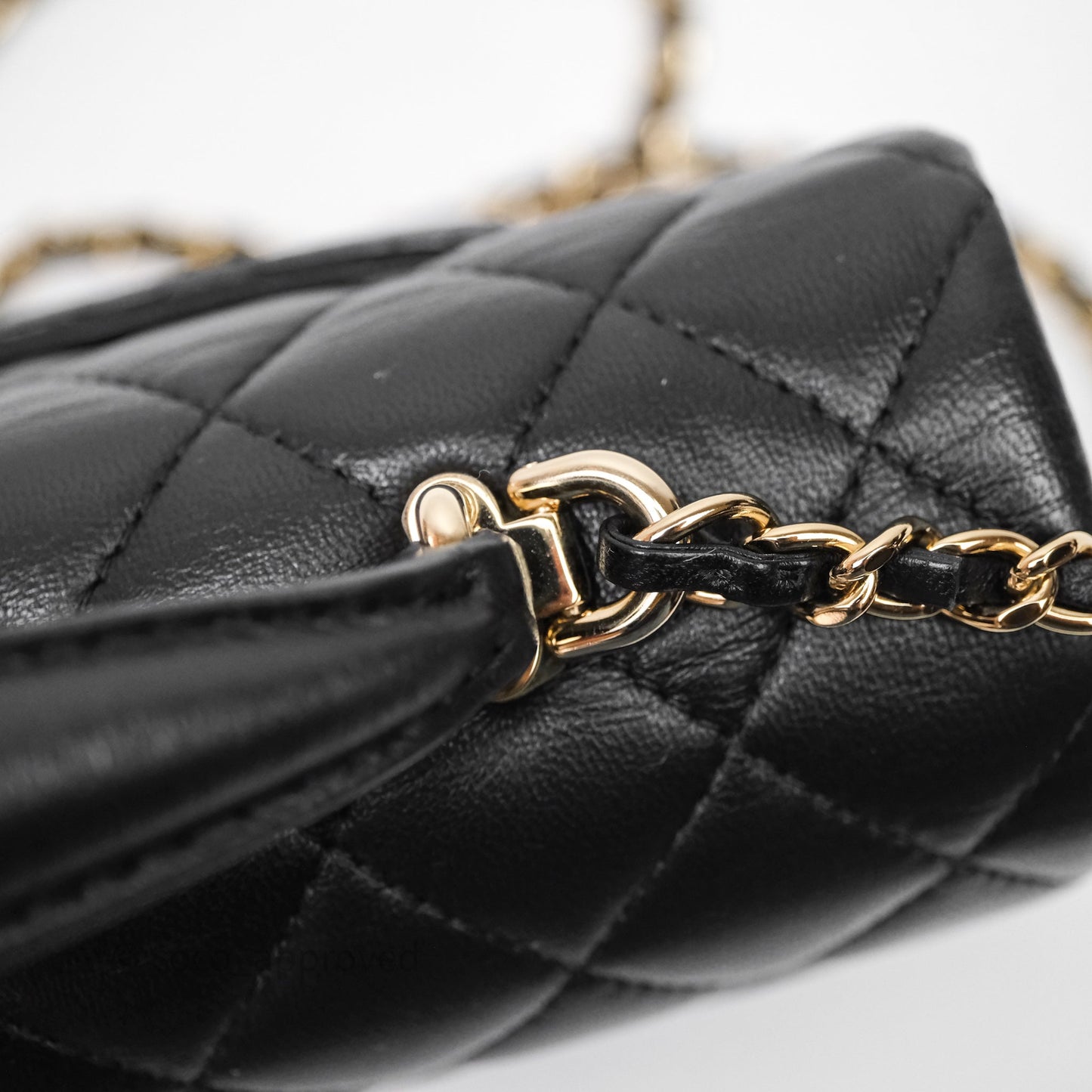 Chanel Top Handle Mini Rectangular Flap Black Lambskin Gold Hardware