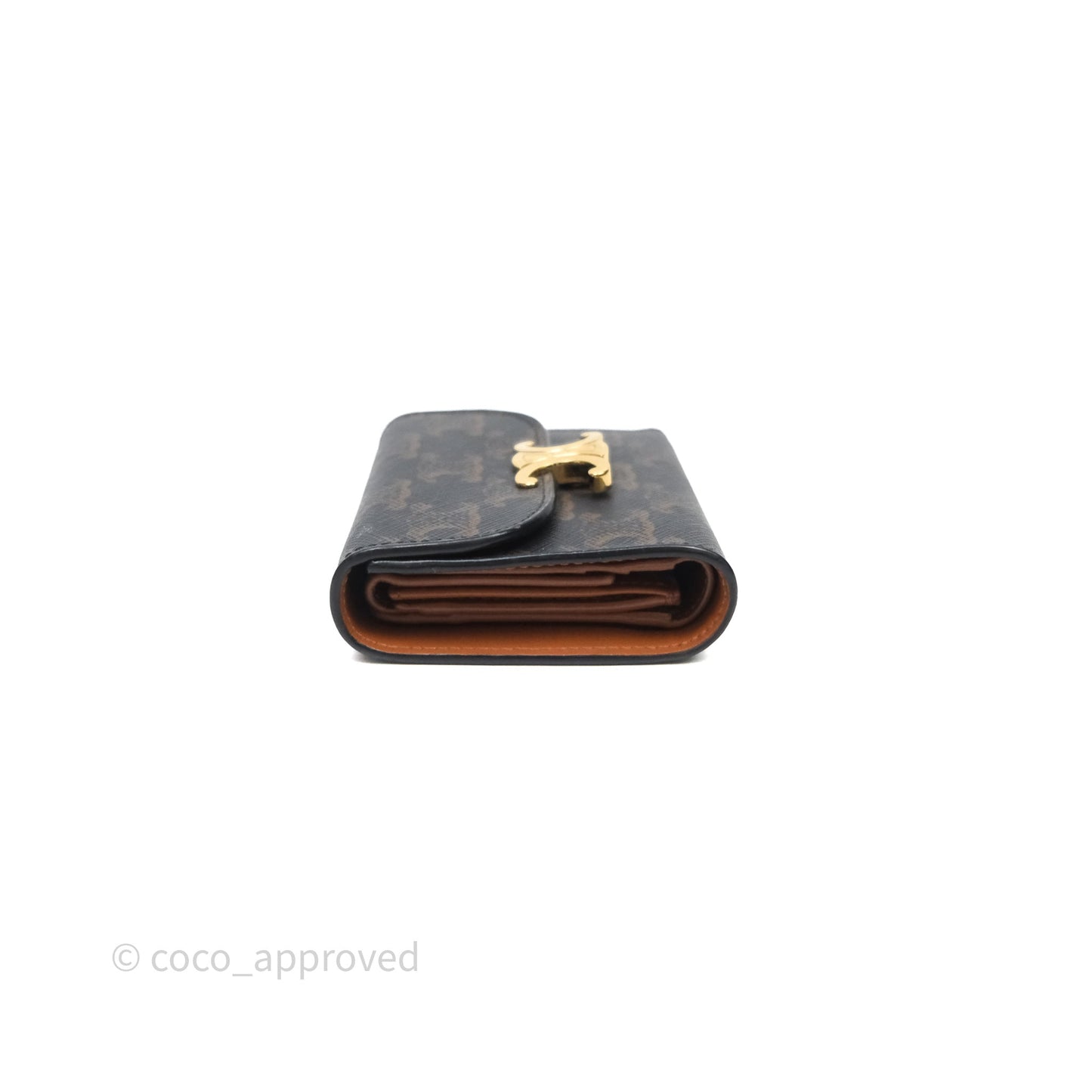 Celine Wallet In Triomphe Canvas Tan