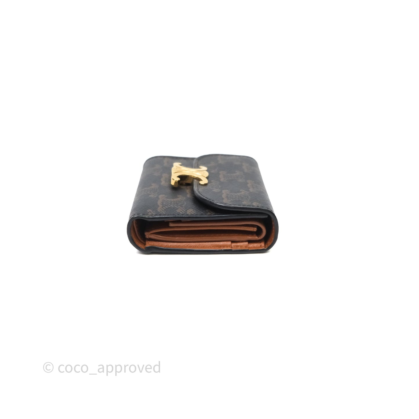 Celine Wallet In Triomphe Canvas Tan