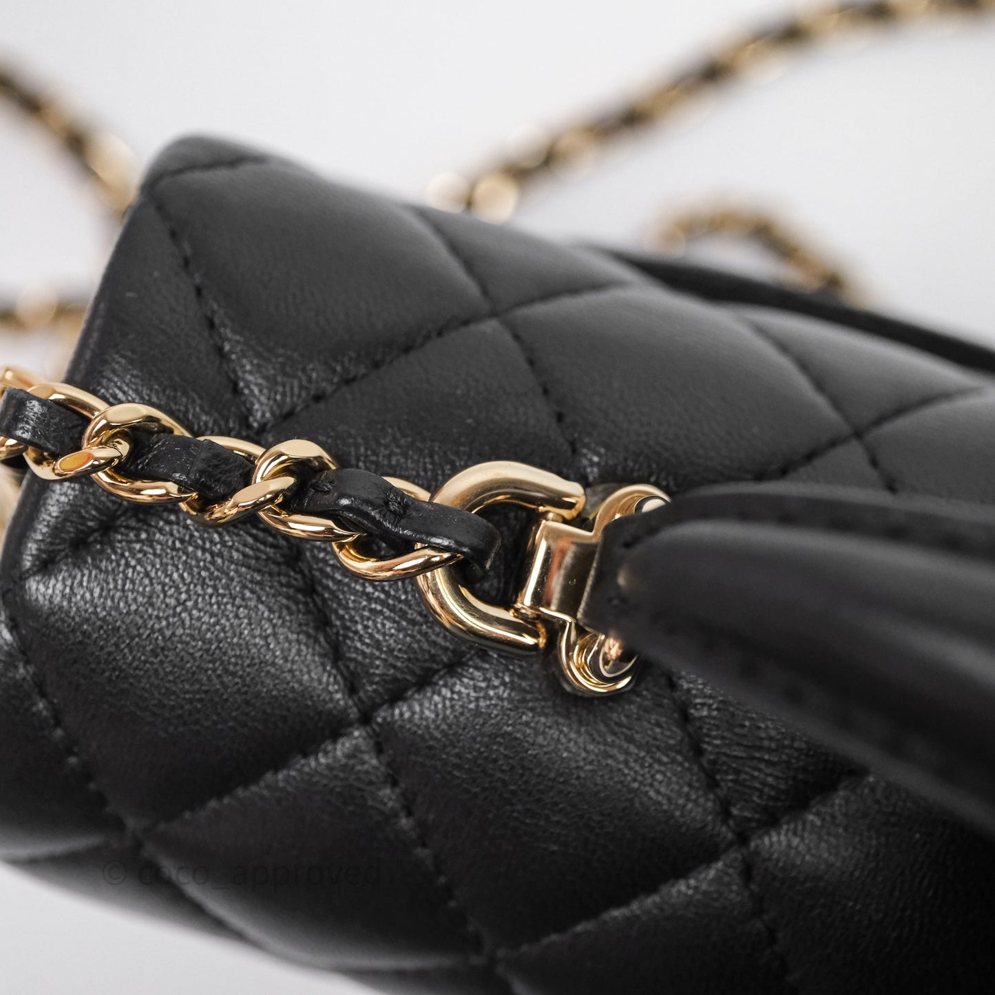 Chanel Top Handle Mini Rectangular Flap Black Lambskin Gold Hardware