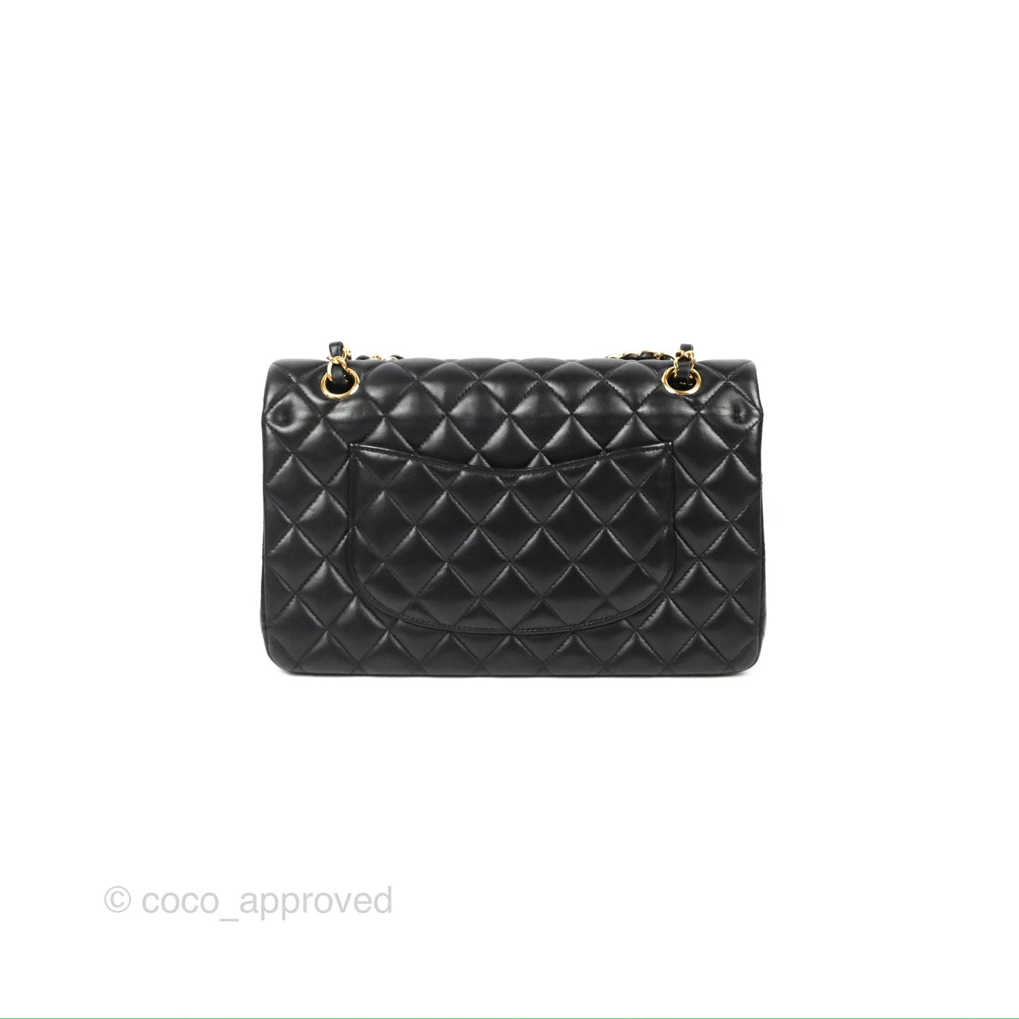 Chanel Classic M/L Medium Flap Quilted Black Lambskin Gold Hardware