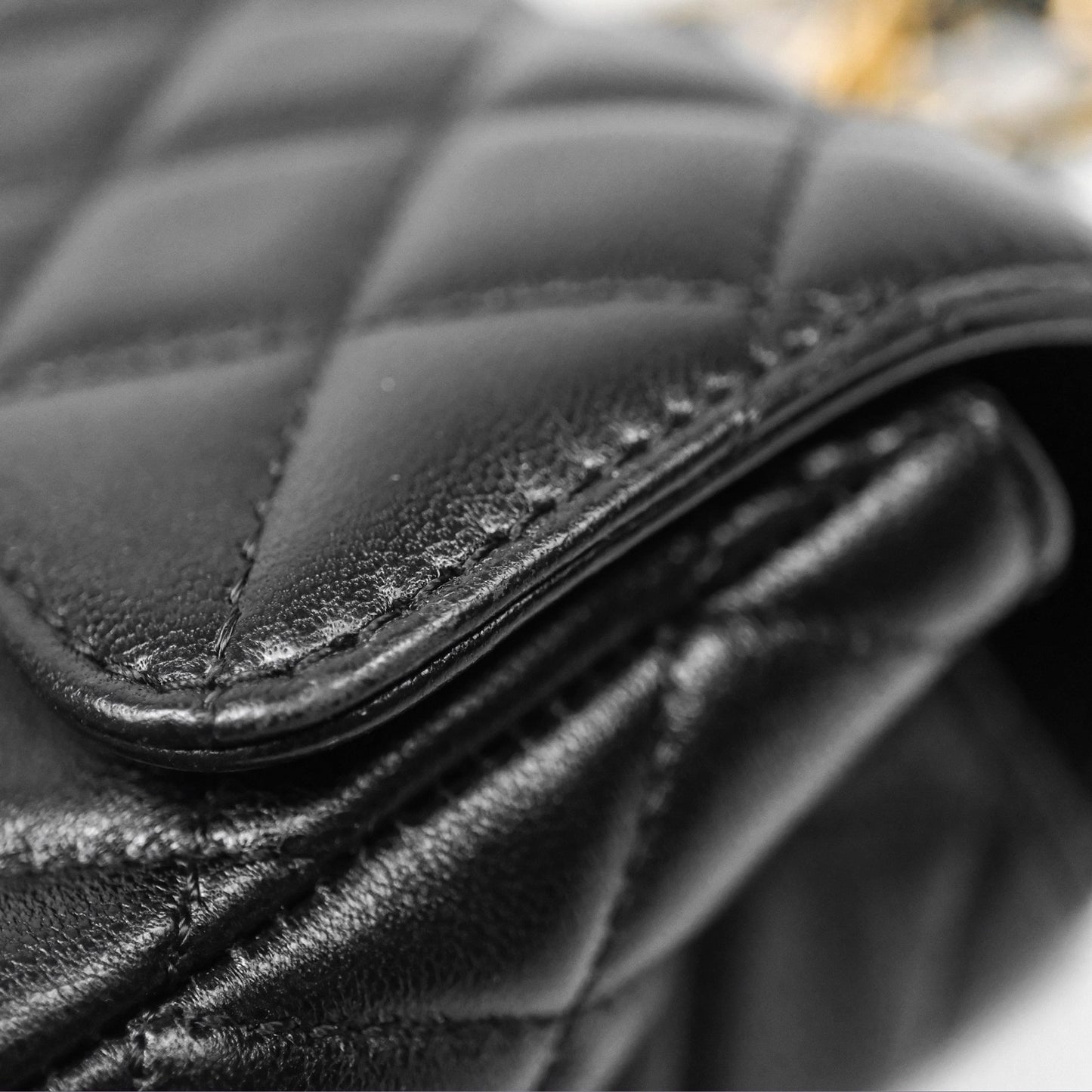 Chanel Top Handle Mini Rectangular Flap Bag Black Lambskin Aged Gold Hardware