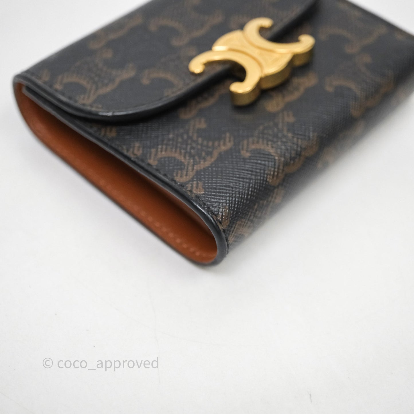 Celine Wallet In Triomphe Canvas Tan