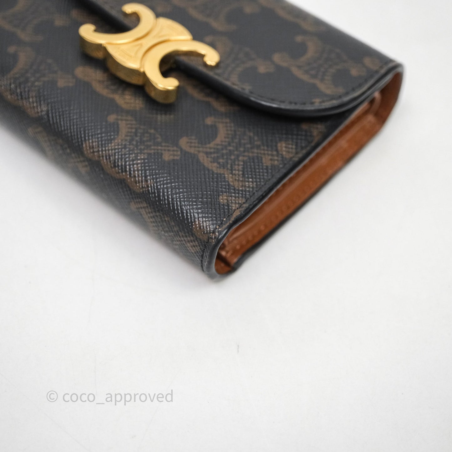 Celine Wallet In Triomphe Canvas Tan