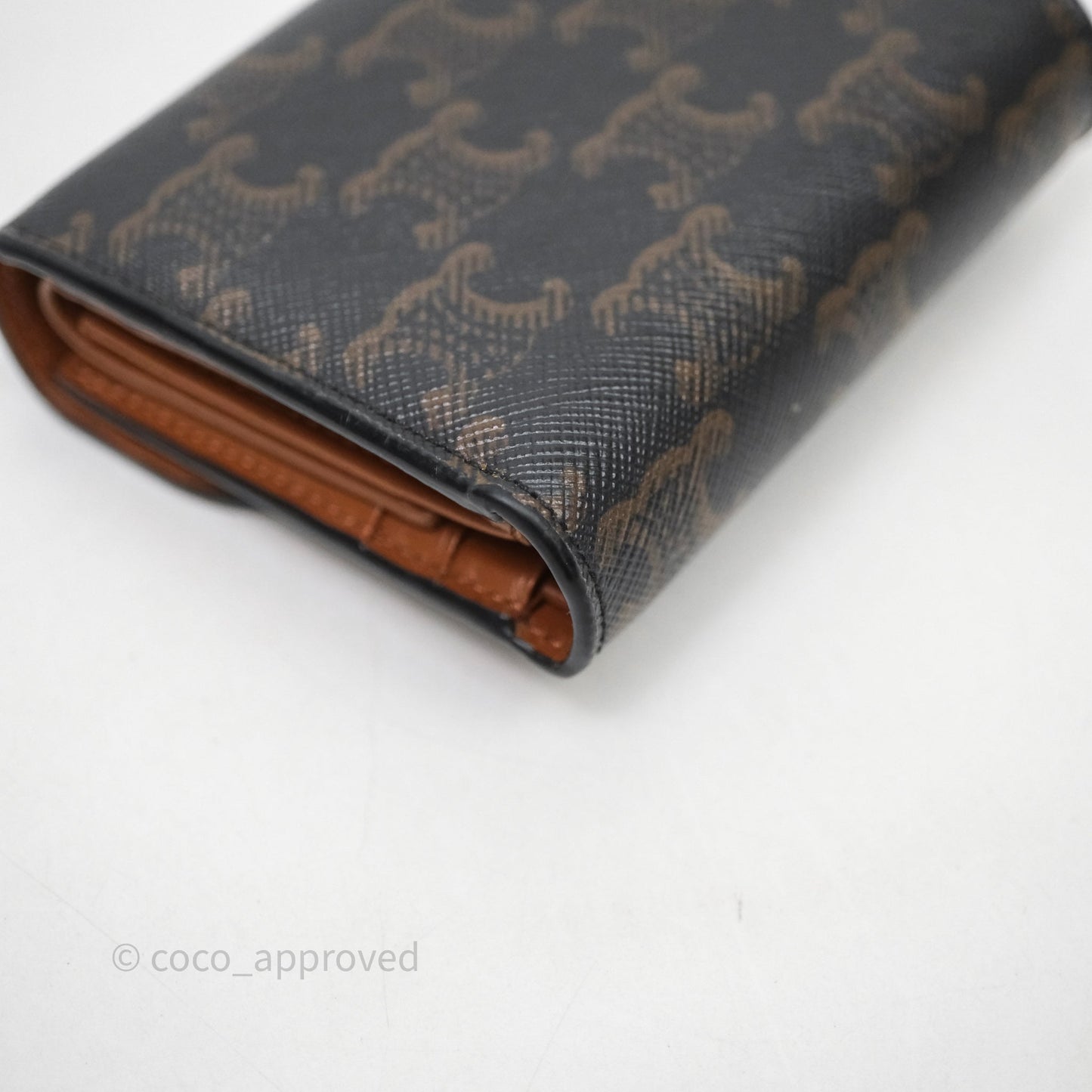 Celine Wallet In Triomphe Canvas Tan