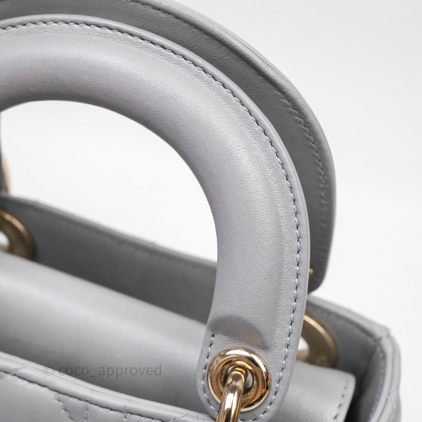 Christian Dior Mini Lady Dior Iridescent Grey Lambskin Cannage Gold Hardware