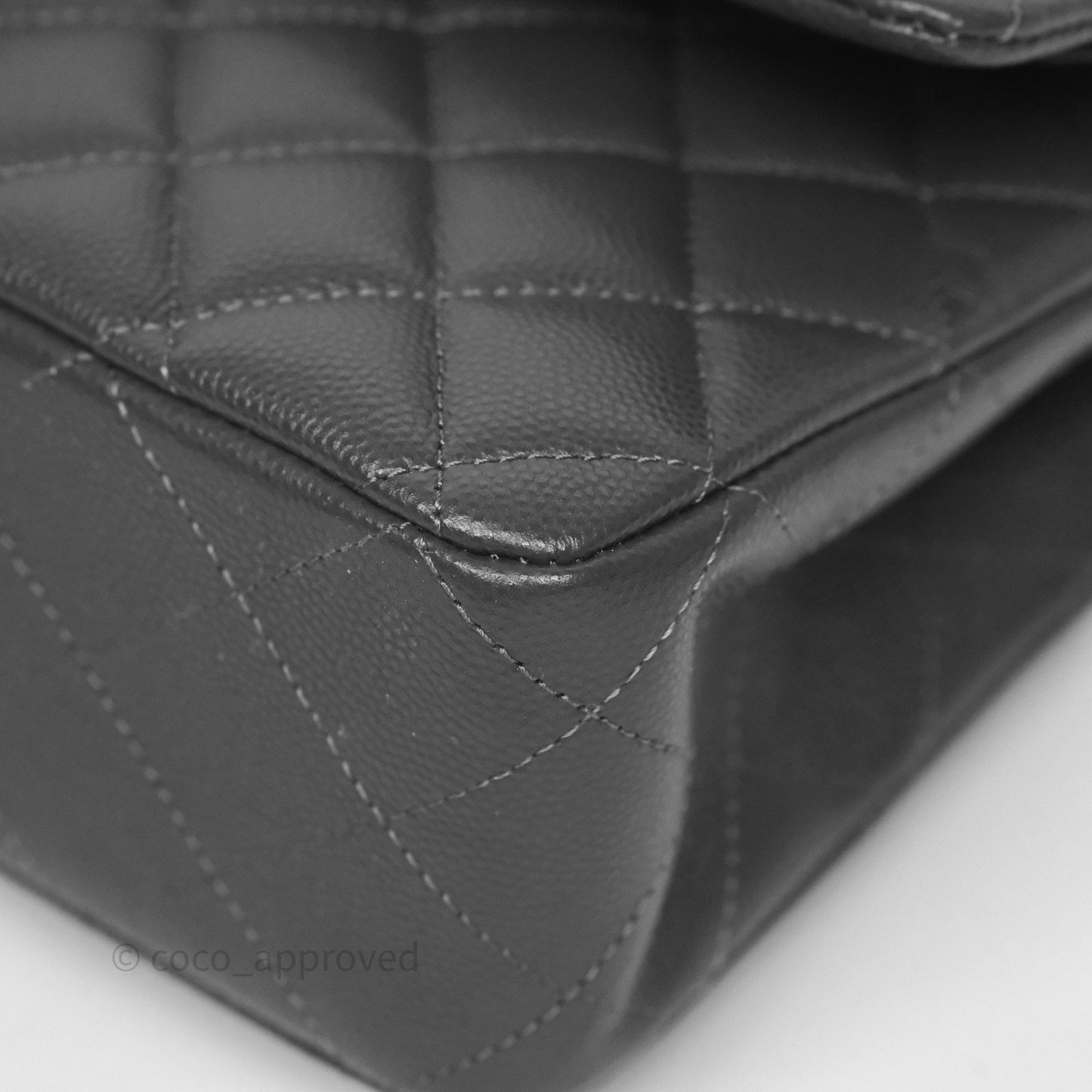 Chanel Classic M/L Medium Flap Quilted Dark Grey Caviar Gold Hardware