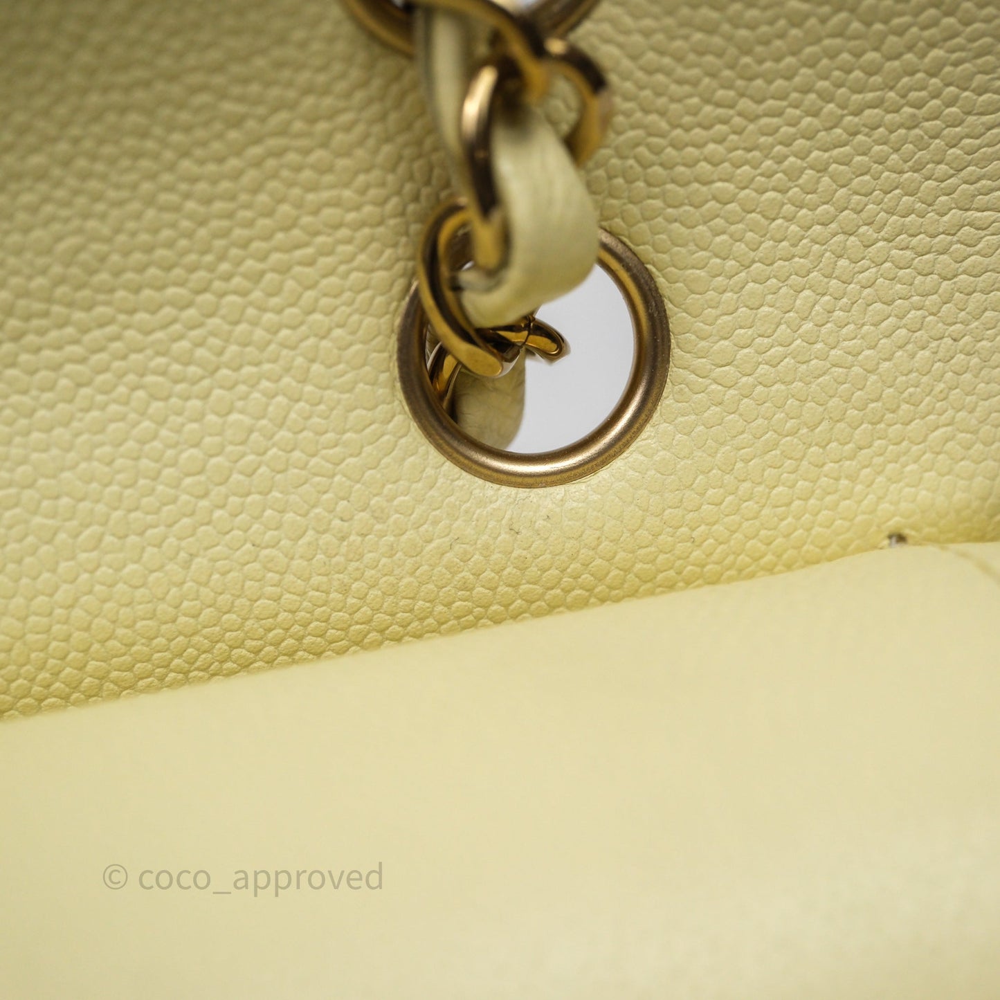 Chanel Small Classic Quilted Flap Light Yellow Caviar Gold Hardware