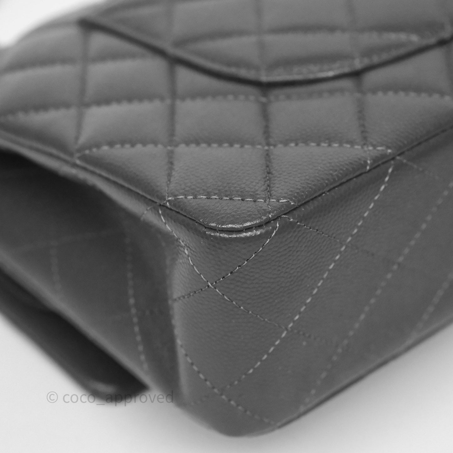 Chanel Classic M/L Medium Flap Quilted Dark Grey Caviar Gold Hardware
