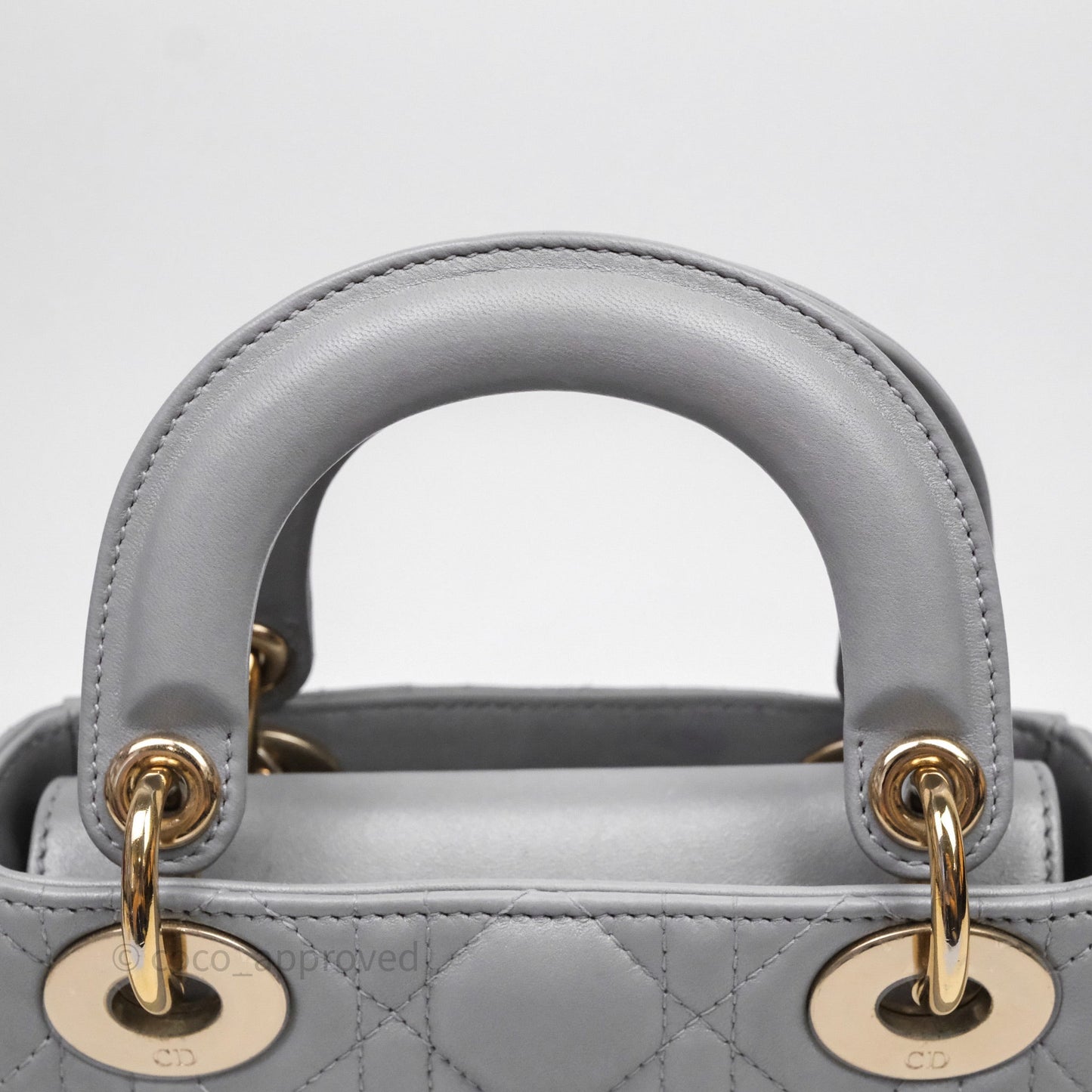 Christian Dior Mini Lady Dior Iridescent Grey Lambskin Cannage Gold Hardware