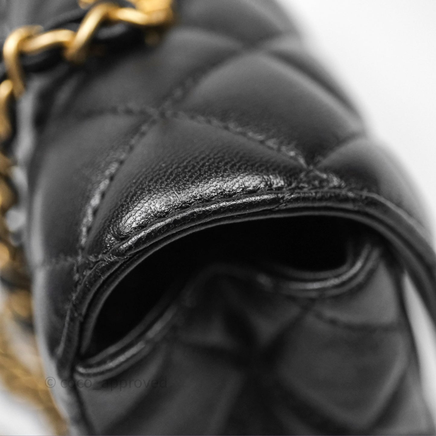 Chanel Top Handle Mini Rectangular Flap Bag Black Lambskin Aged Gold Hardware