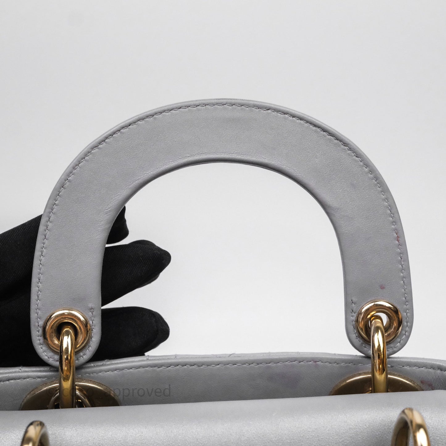 Christian Dior Mini Lady Dior Iridescent Grey Lambskin Cannage Gold Hardware