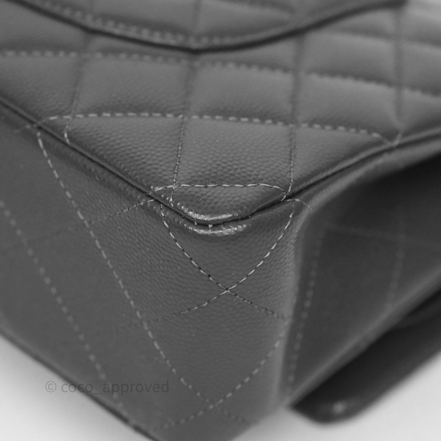 Chanel Classic M/L Medium Flap Quilted Dark Grey Caviar Gold Hardware