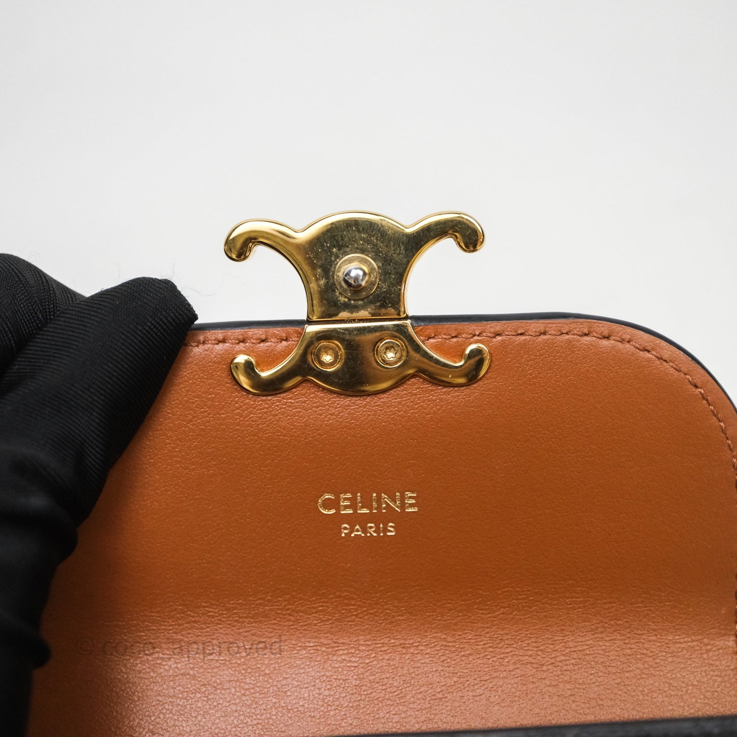 Celine Wallet In Triomphe Canvas Tan