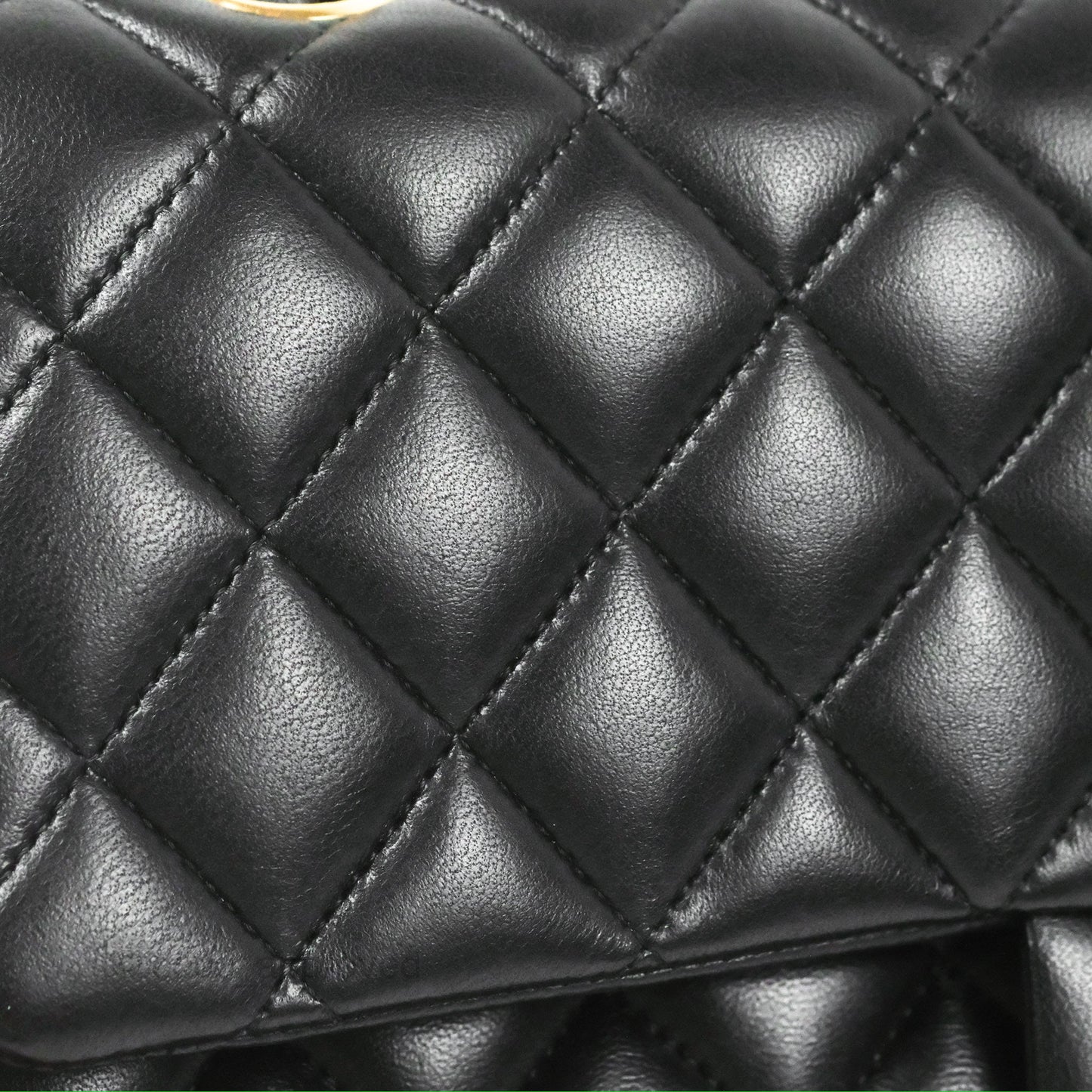Chanel Classic M/L Medium Flap Quilted Black Lambskin Gold Hardware