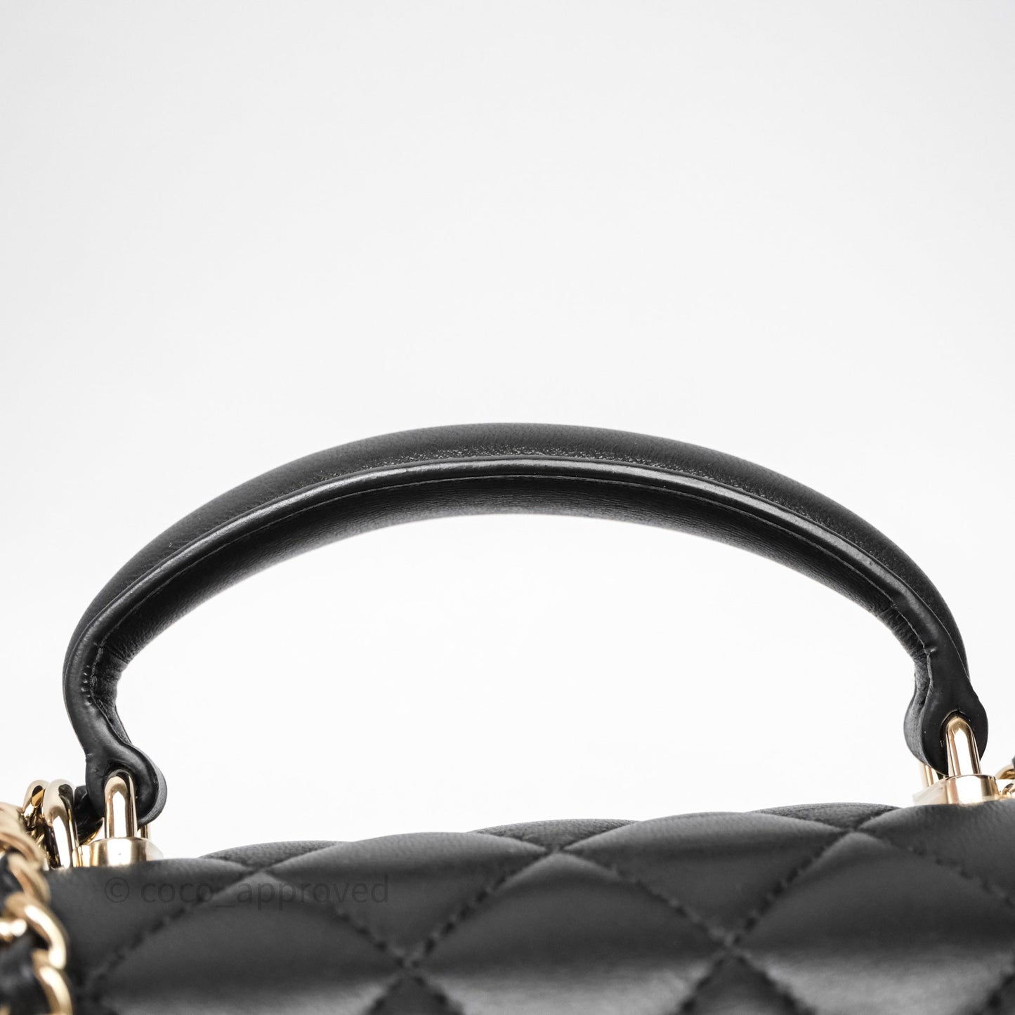 Chanel Top Handle Mini Rectangular Flap Black Lambskin Gold Hardware
