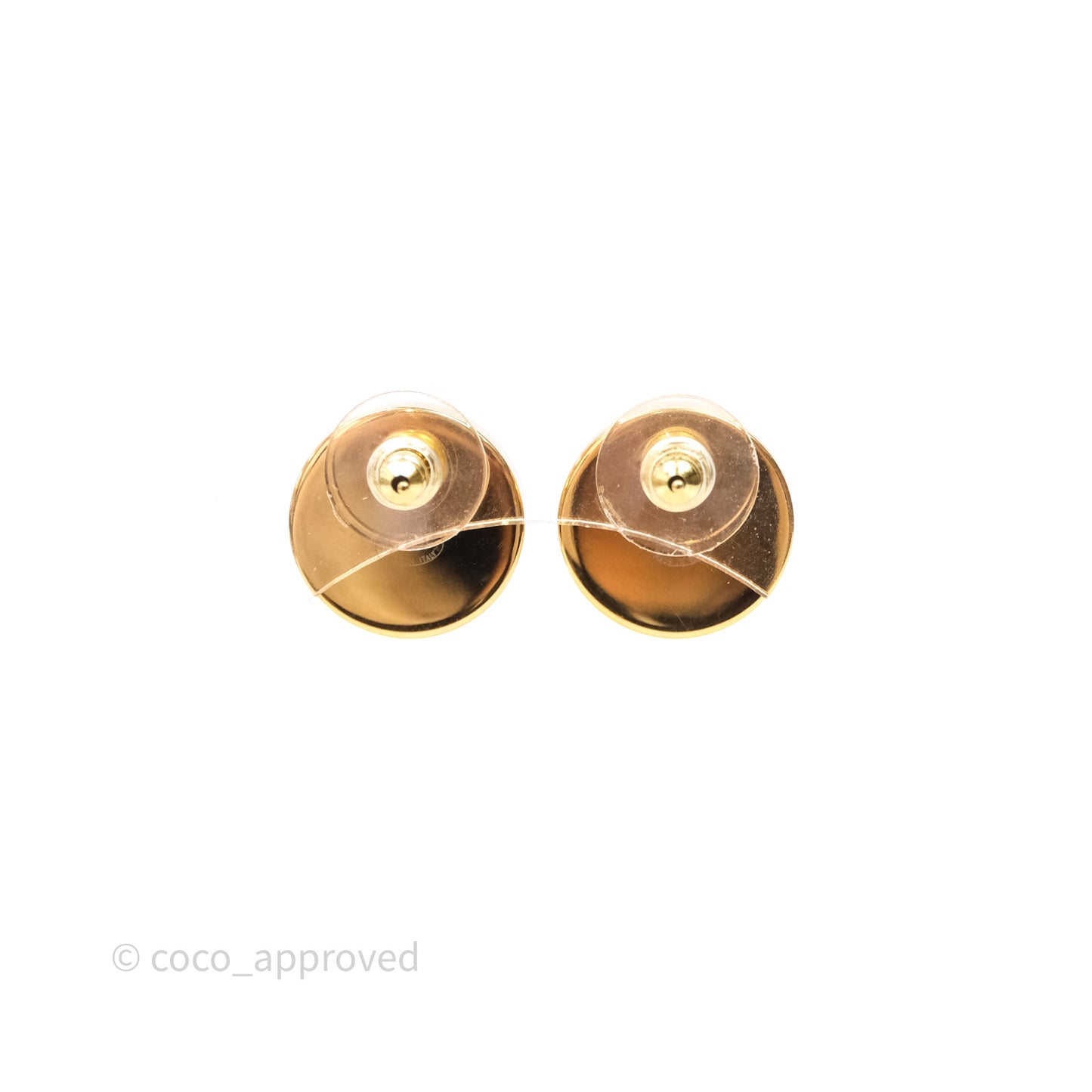 Chanel CC Round Earrings Gold Tone 21S