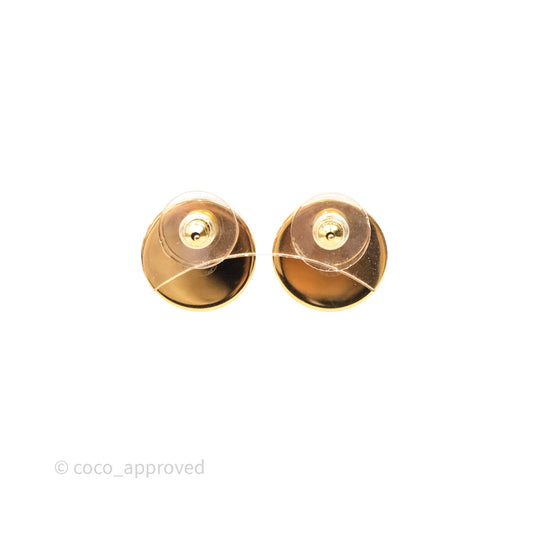 Chanel CC Round Earrings Gold Tone 21S