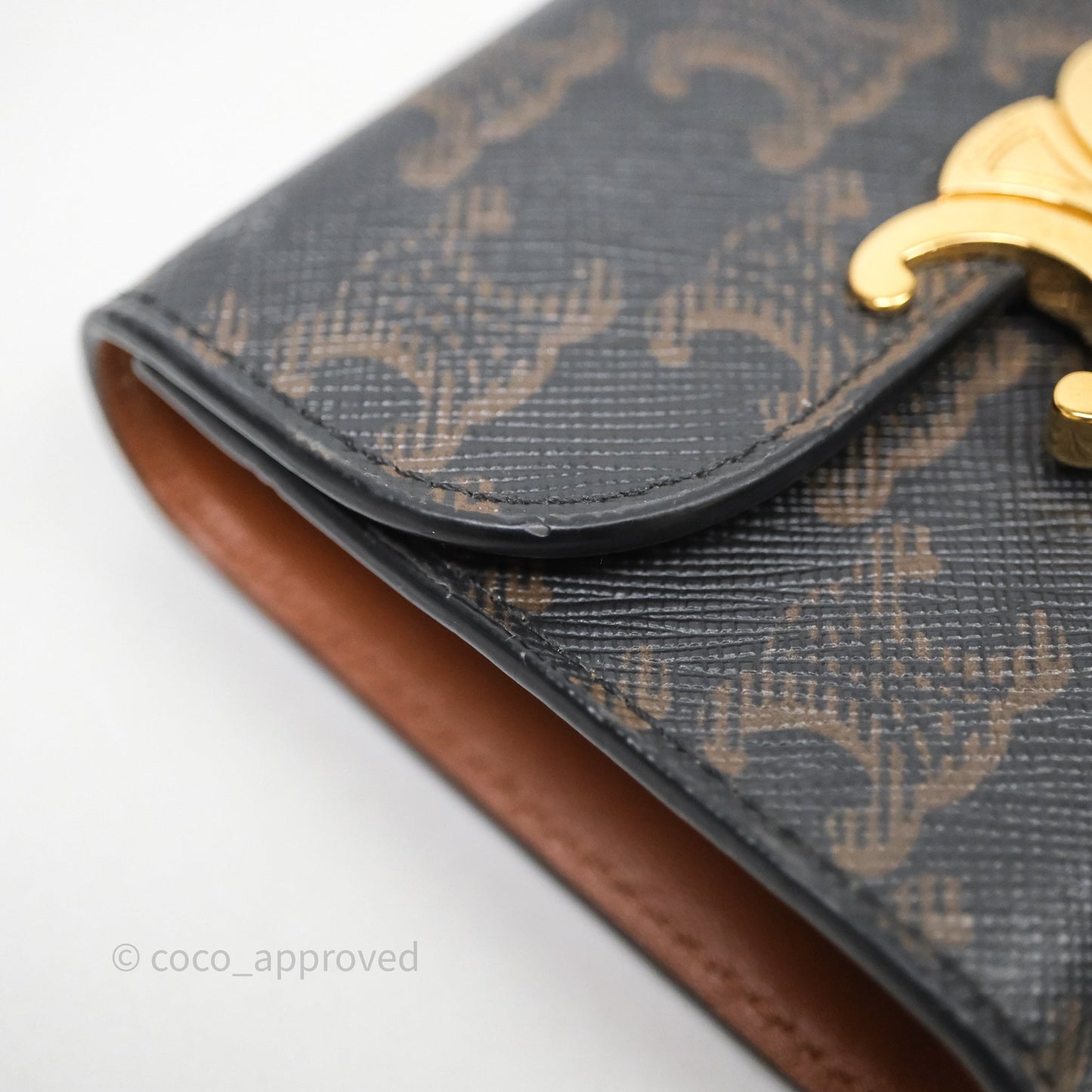 Celine Wallet In Triomphe Canvas Tan