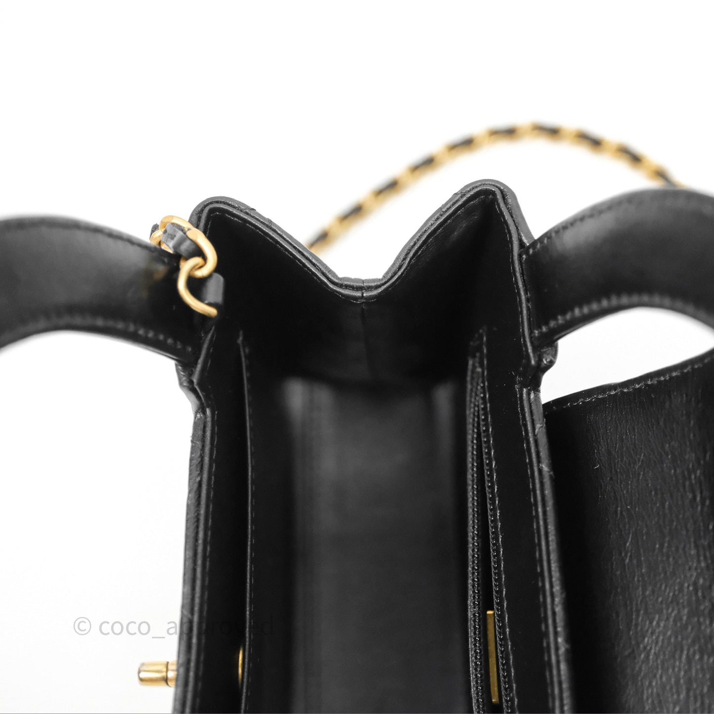 Chanel Kelly Bag Quilted Black Shiny Crumpled Calfskin Aged Gold Hardware