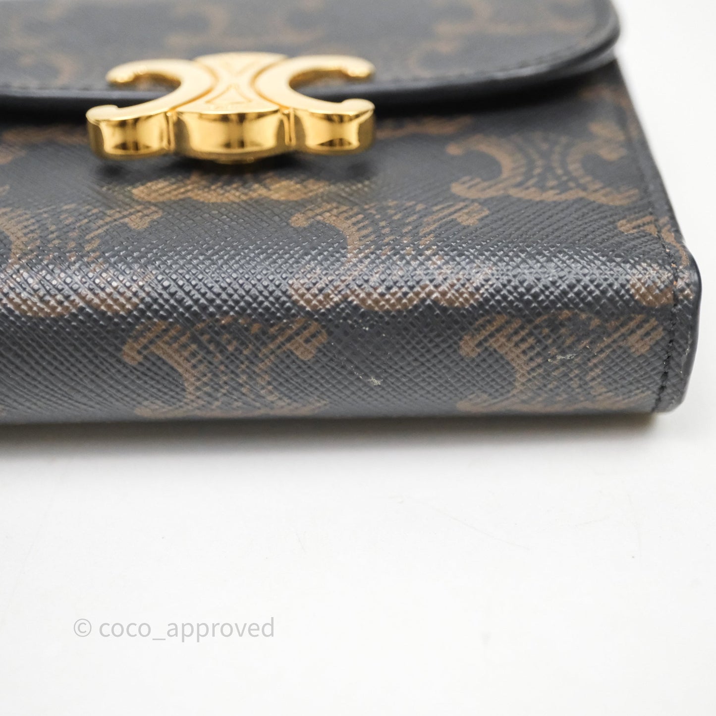 Celine Wallet In Triomphe Canvas Tan