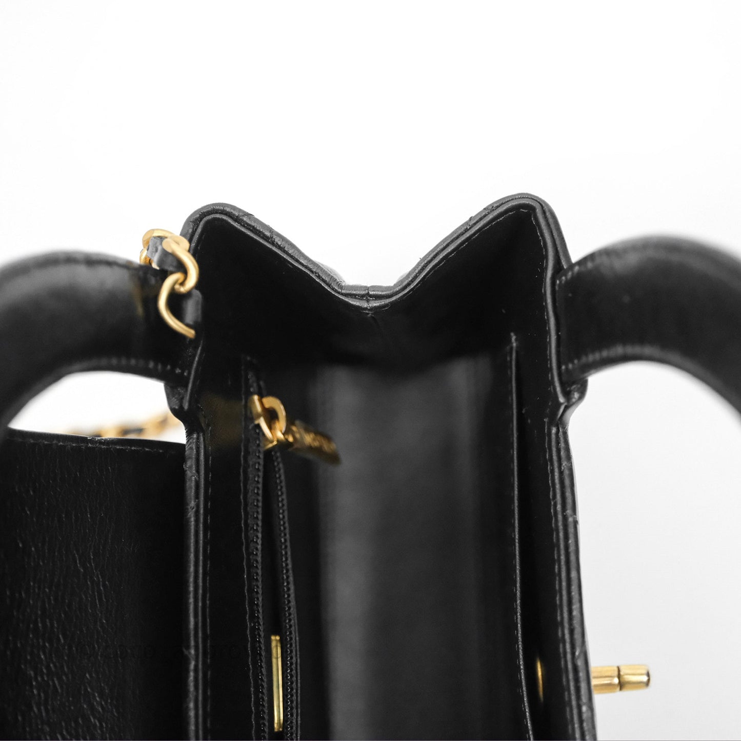 Chanel Kelly Bag Quilted Black Shiny Crumpled Calfskin Aged Gold Hardware
