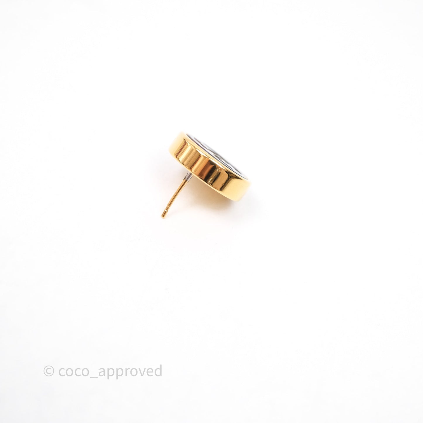 Chanel CC Round Earrings Gold Tone 21S