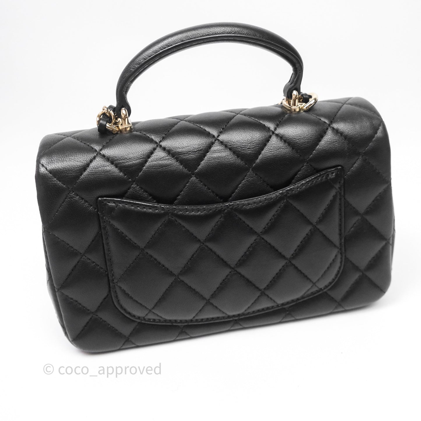 Chanel Top Handle Mini Rectangular Flap Black Lambskin Gold Hardware