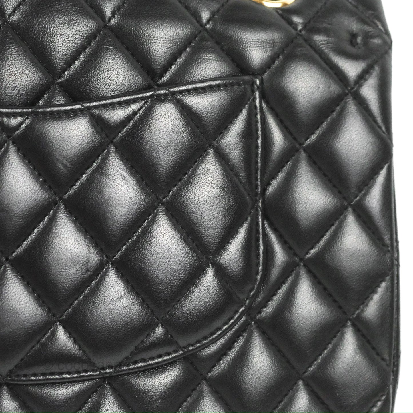 Chanel Classic M/L Medium Flap Quilted Black Lambskin Gold Hardware