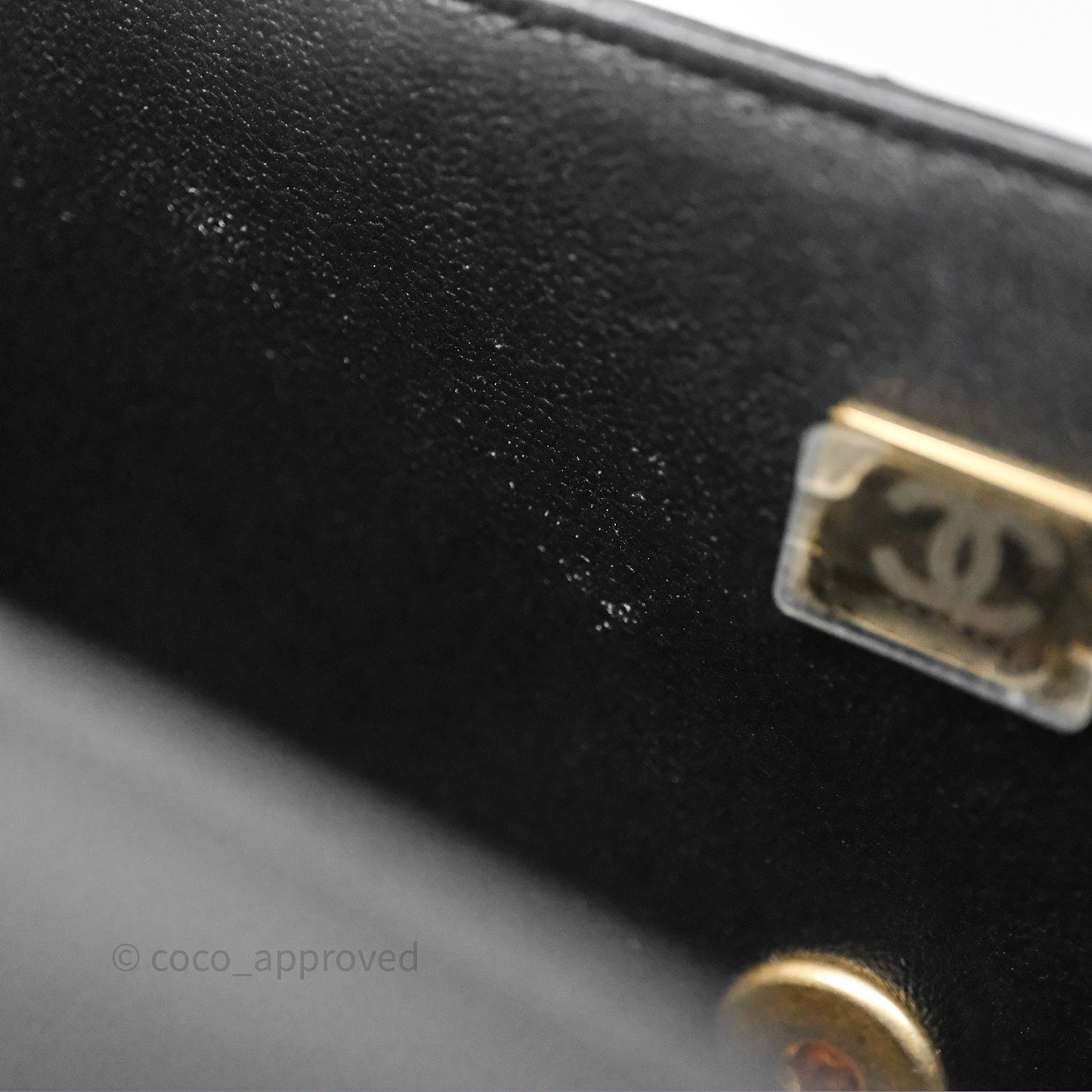 Chanel Top Handle Mini Rectangular Flap Bag Black Lambskin Aged Gold Hardware