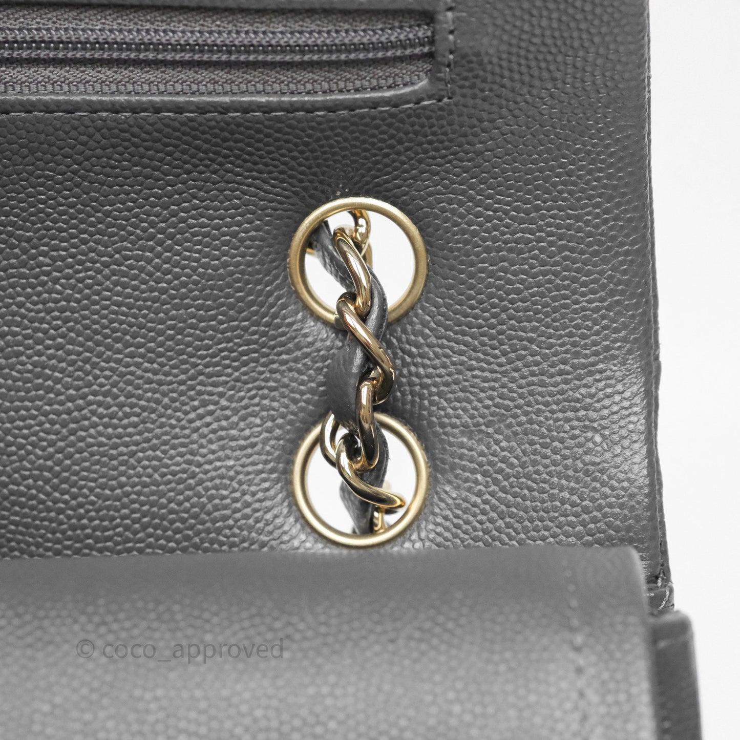 Chanel Classic M/L Medium Flap Quilted Dark Grey Caviar Gold Hardware