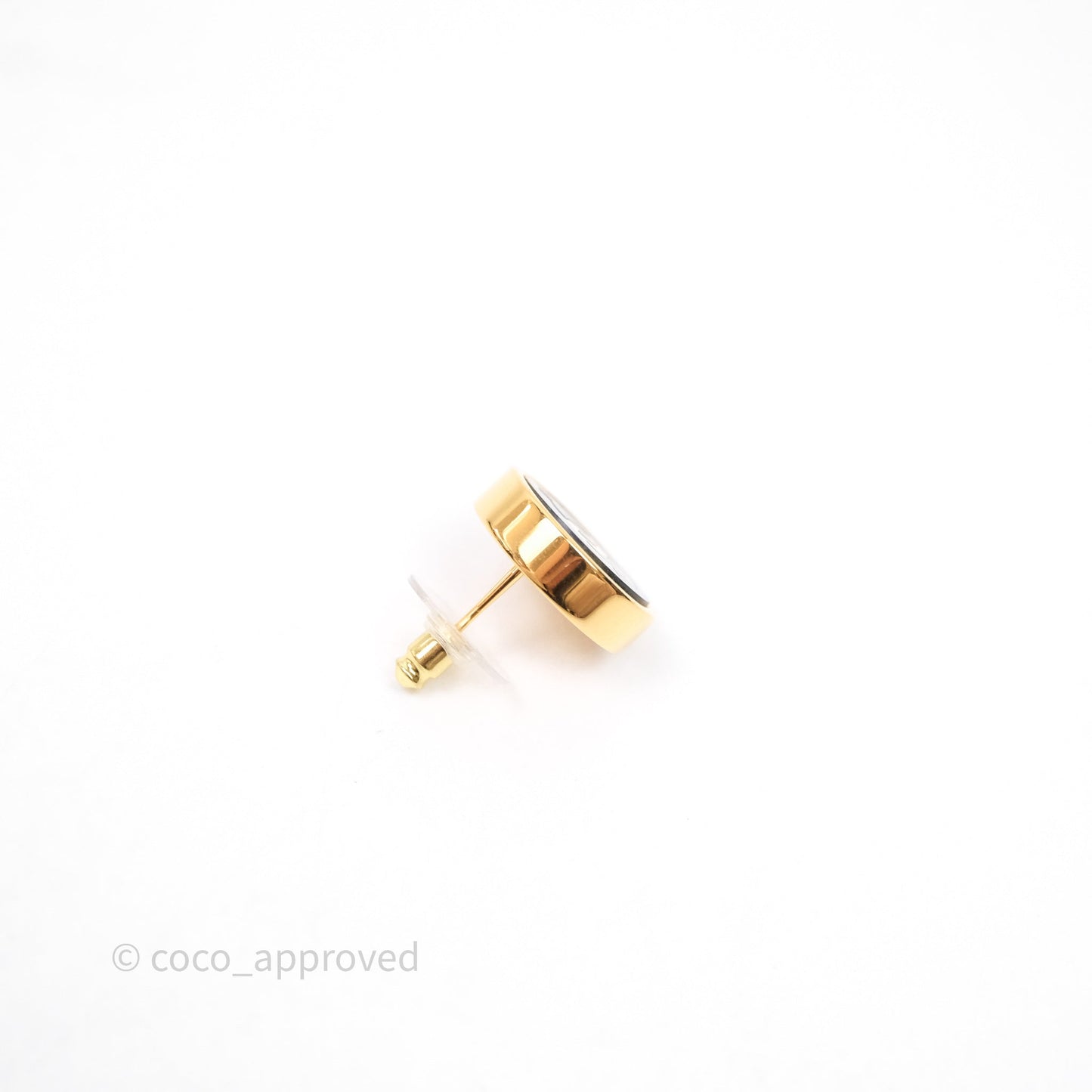 Chanel CC Round Earrings Gold Tone 21S