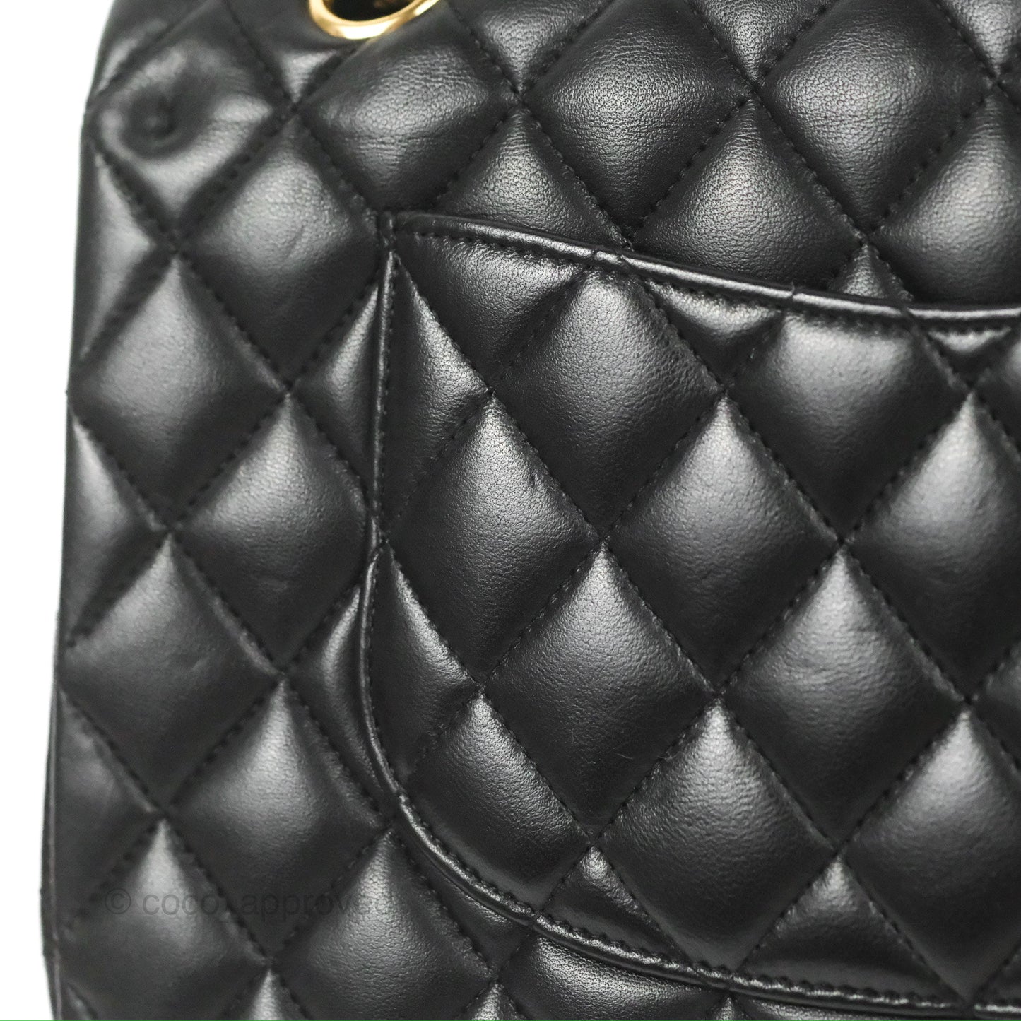 Chanel Classic M/L Medium Flap Quilted Black Lambskin Gold Hardware
