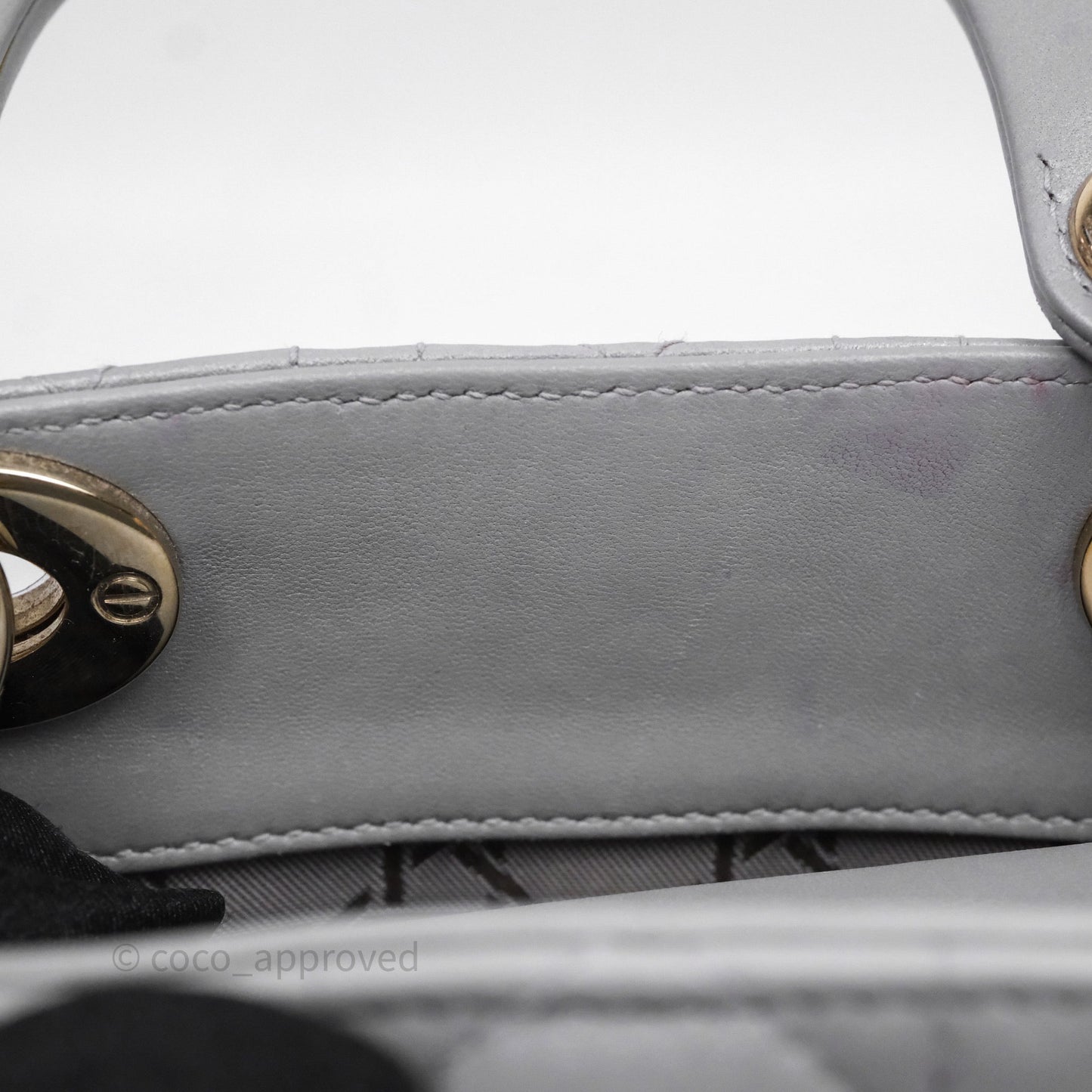 Christian Dior Mini Lady Dior Iridescent Grey Lambskin Cannage Gold Hardware