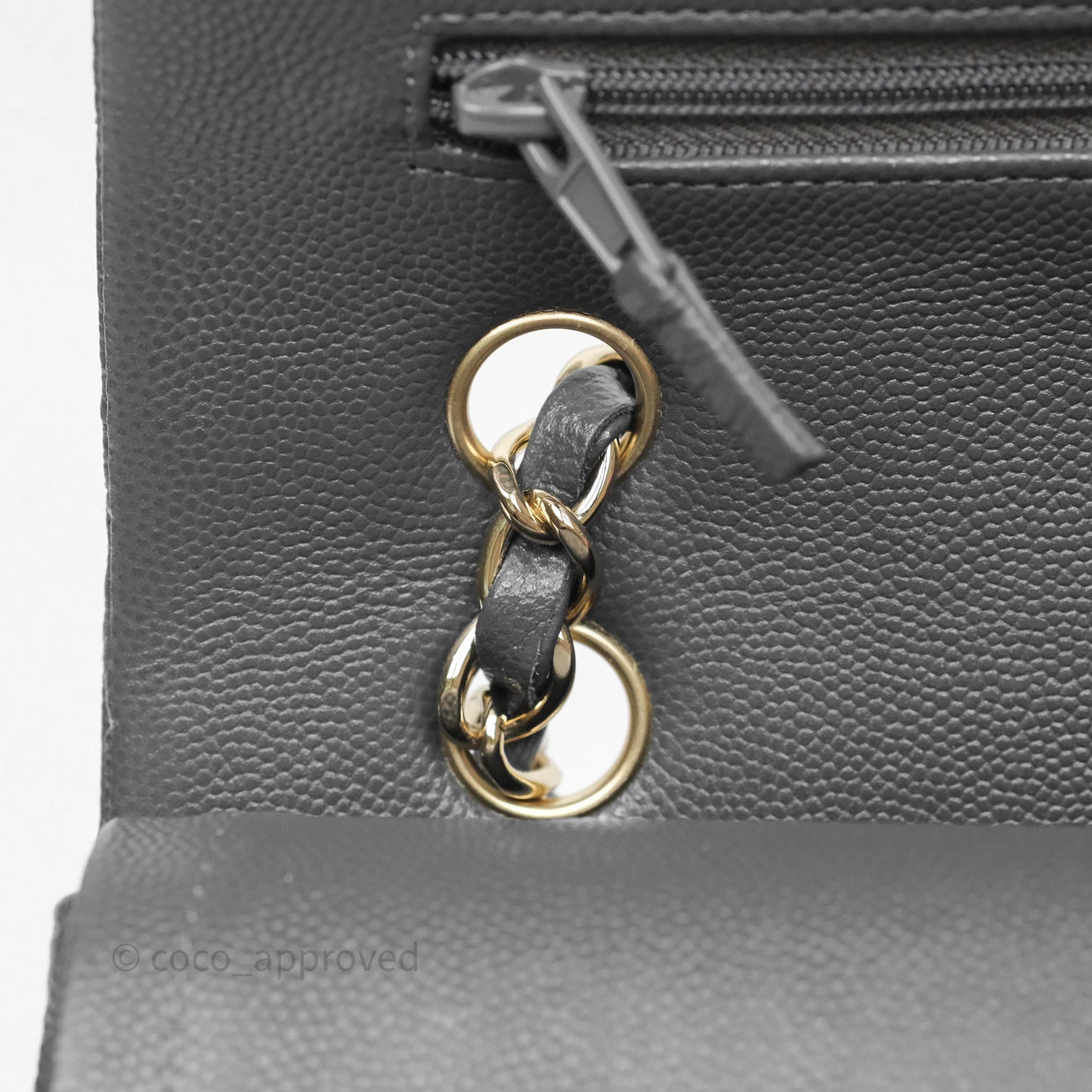 Chanel Classic M/L Medium Flap Quilted Dark Grey Caviar Gold Hardware