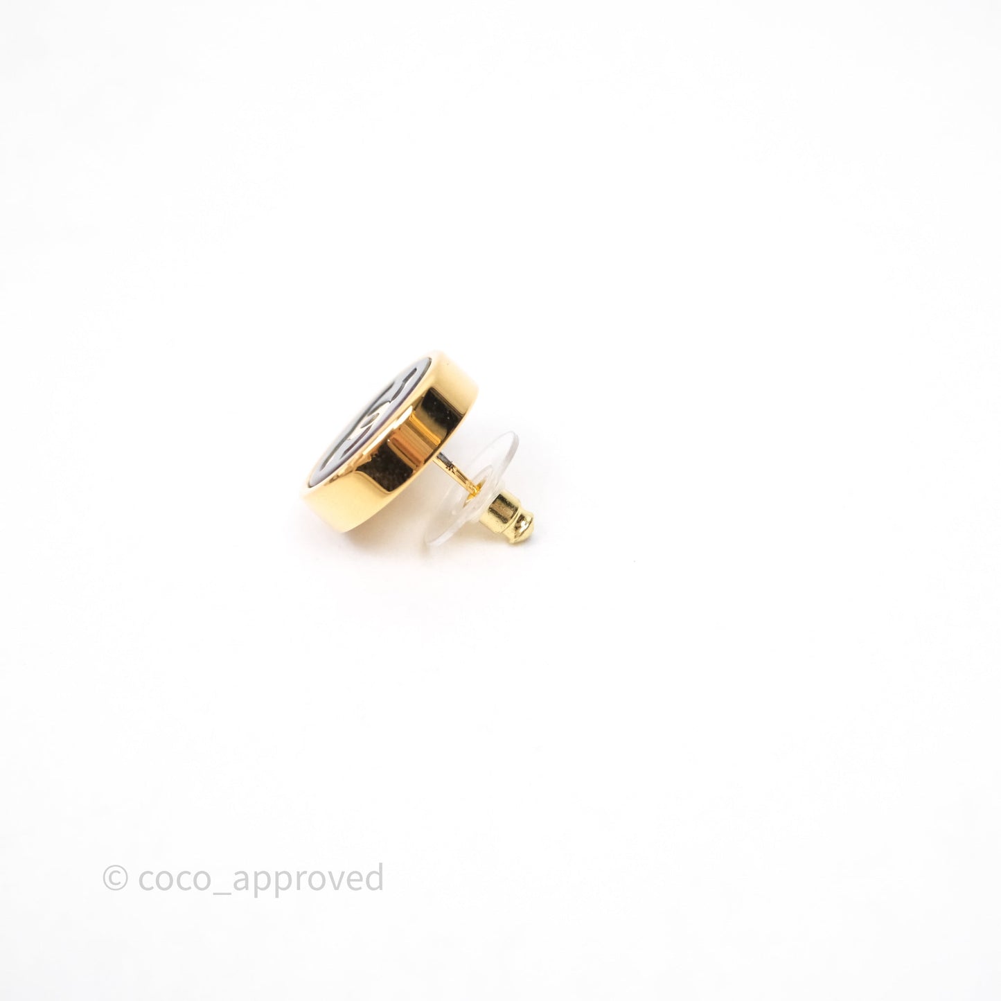 Chanel CC Round Earrings Gold Tone 21S