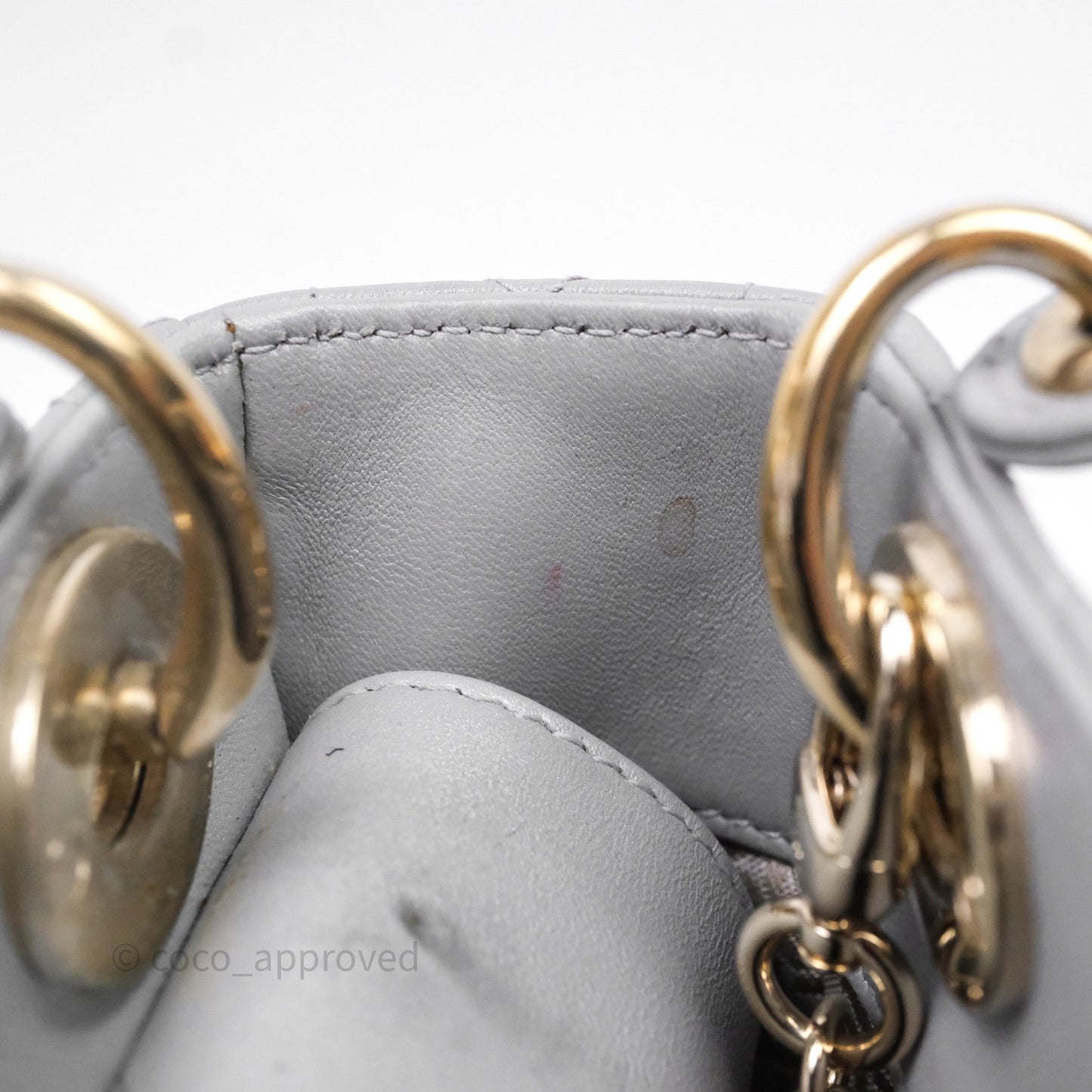 Christian Dior Mini Lady Dior Iridescent Grey Lambskin Cannage Gold Hardware