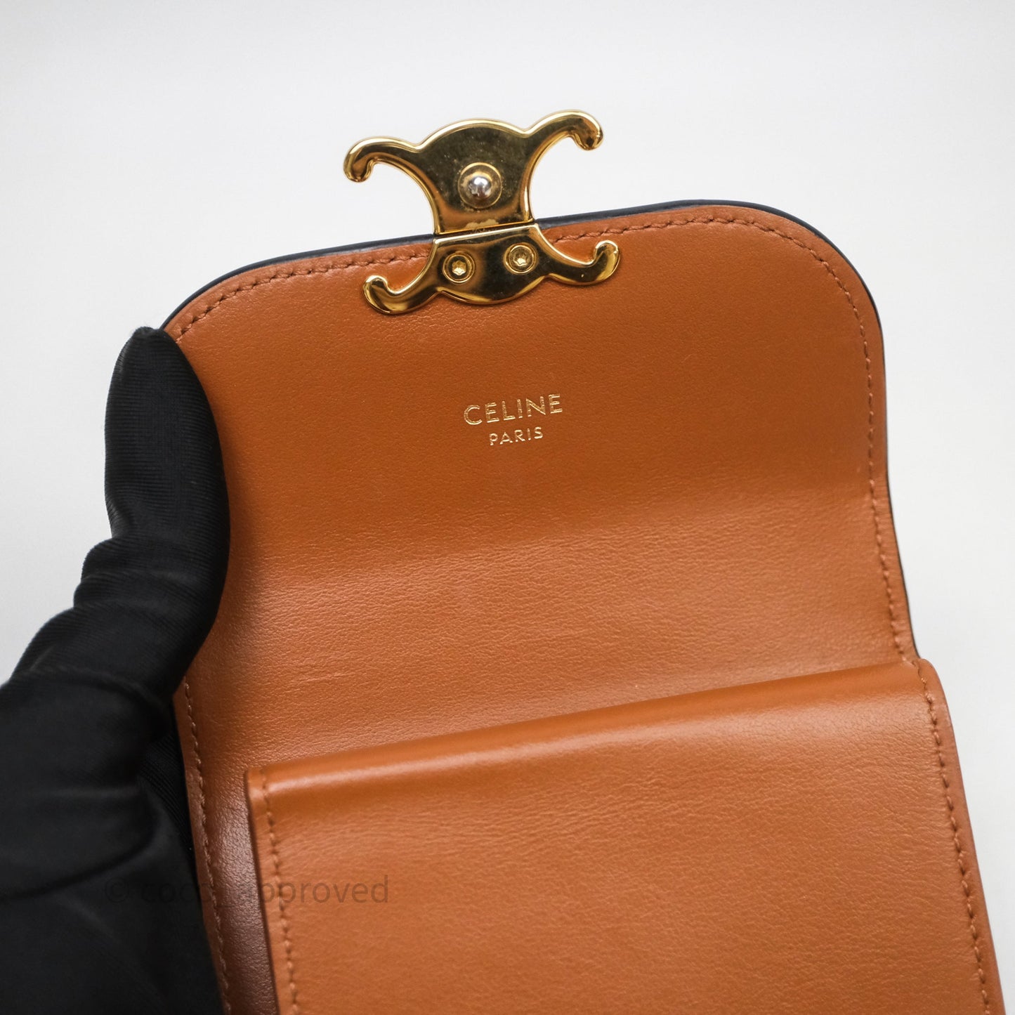 Celine Wallet In Triomphe Canvas Tan