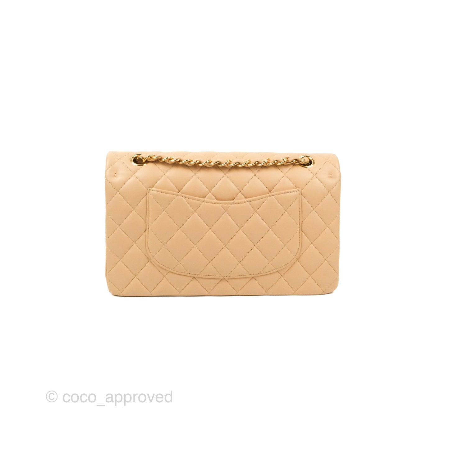 Chanel Classic M/L Medium Flap Quilted Beige Lambskin Gold Hardware