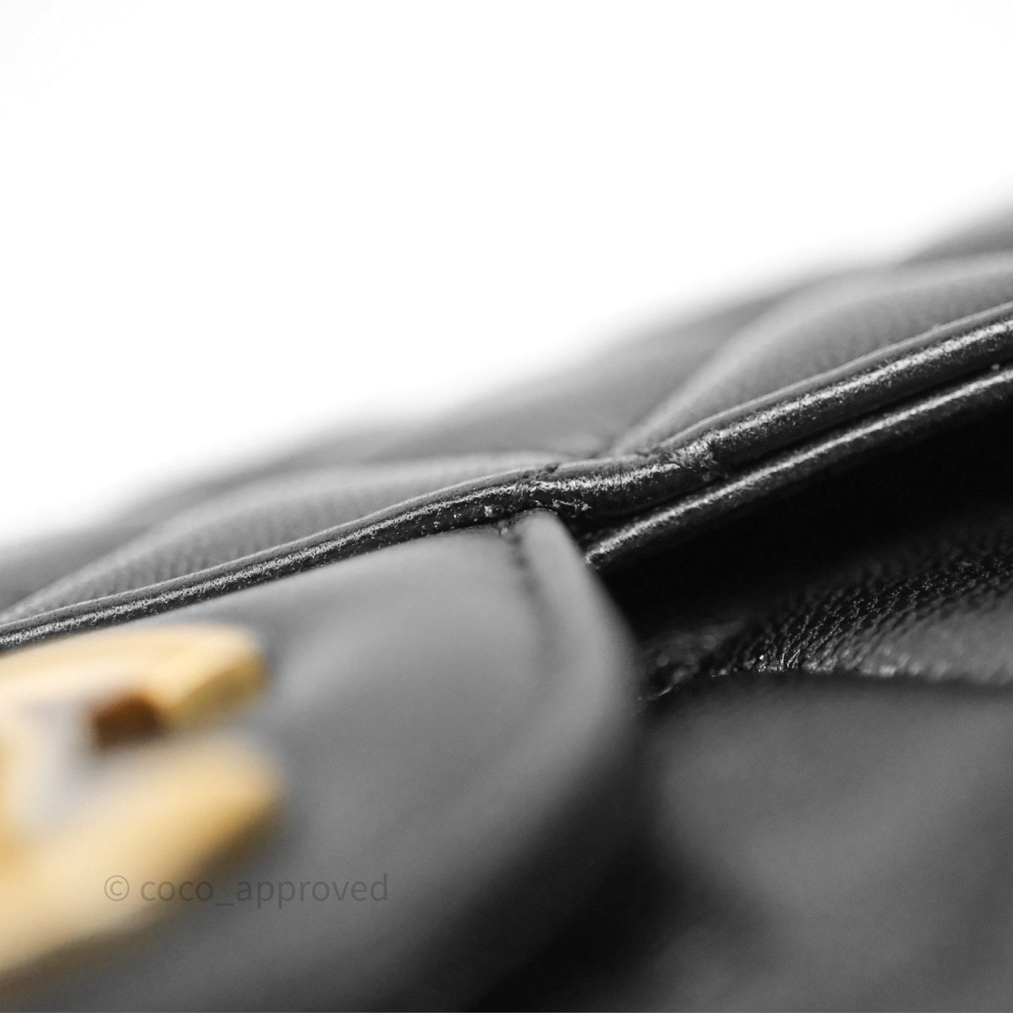 Chanel Top Handle Mini Rectangular Flap Bag Black Lambskin Aged Gold Hardware